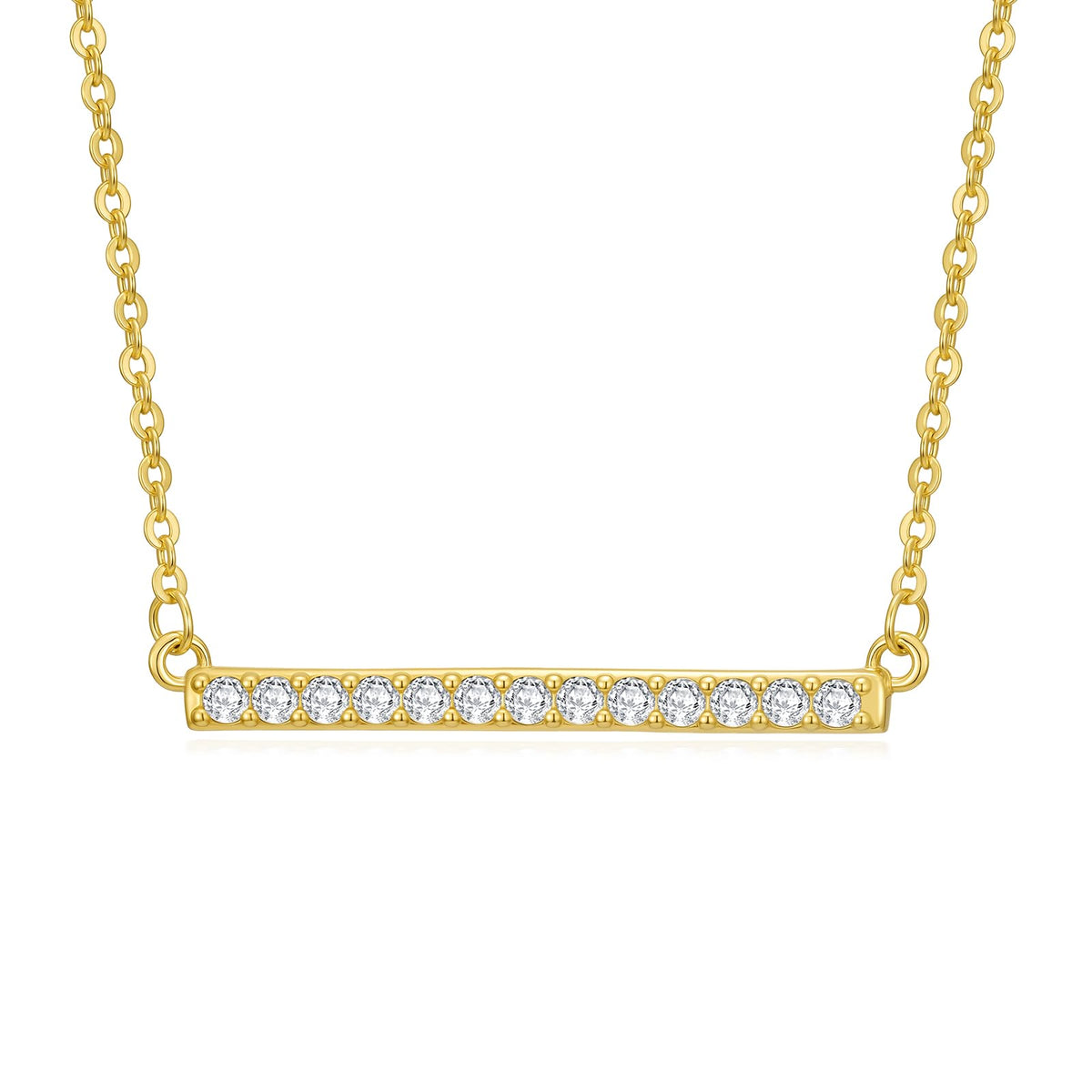 14K Gold Bar Necklace Gold Bar Pendant Simple Gold Necklace - Zoeniya Official Imagery - 2