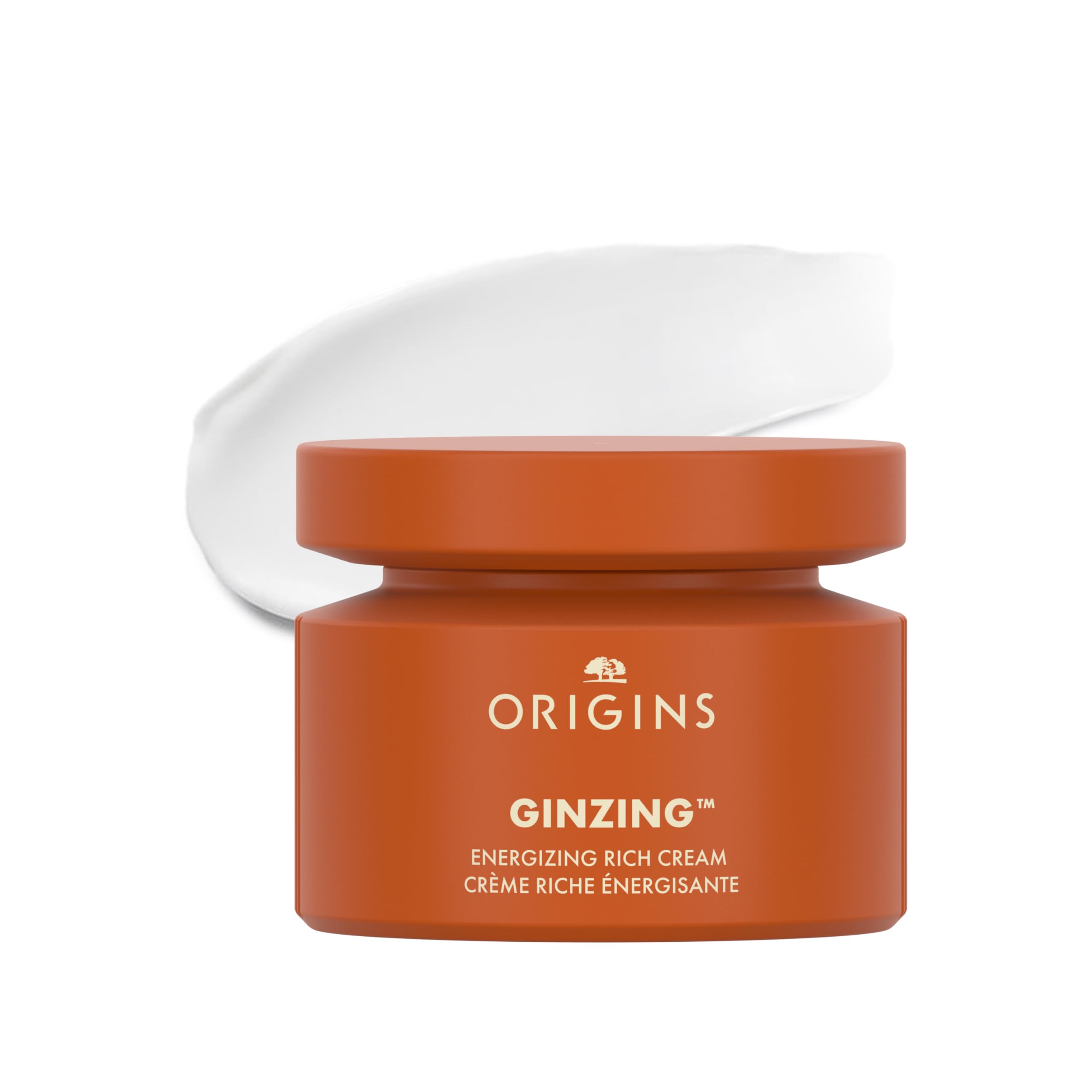 Origins GinZing Energizing Rich Cream face moisturizer for dry skin, featuring niacinamide, caffeine, and ginseng, 1.7 oz.