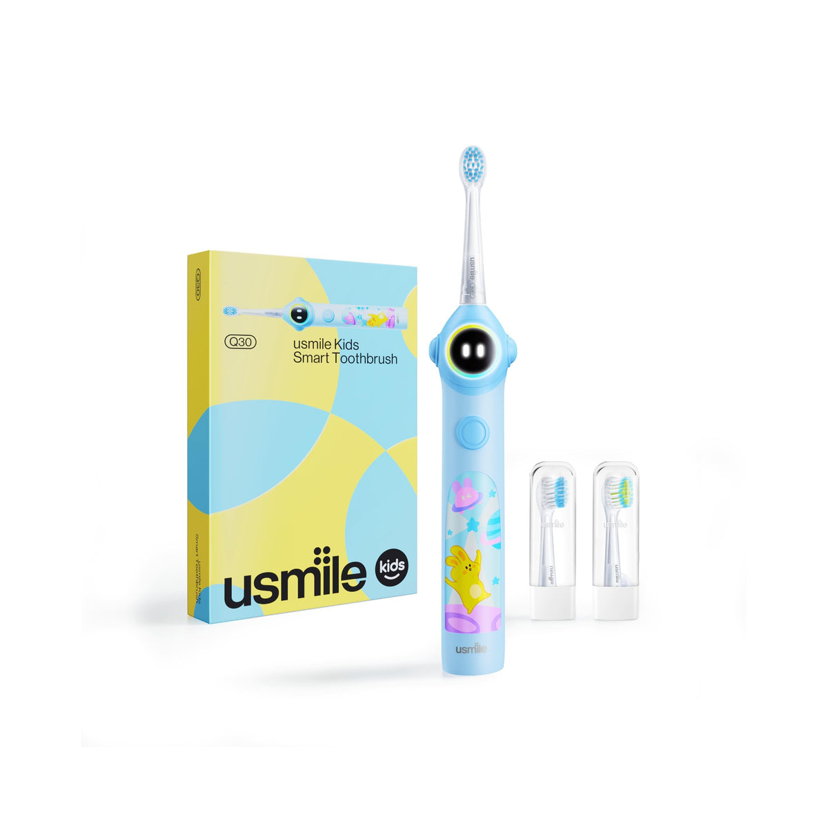 usmile Q30 Kids Smart Toothbrush, Voice-Guided Coaching, Ages 3-8 (Blue) – Natural