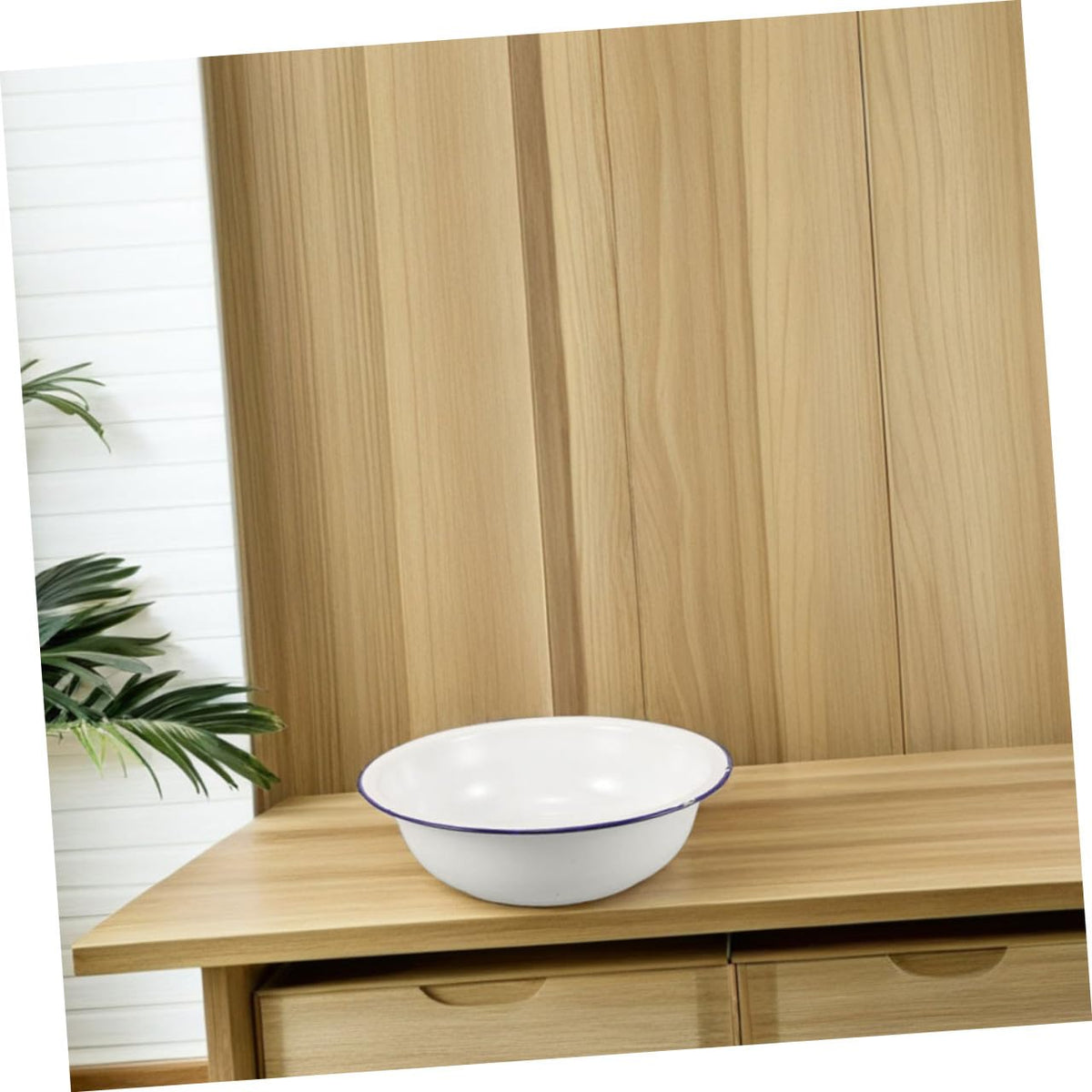 TOGEVAL Vintage White Enamel Foot Bath Basin, Large Capacity 34cm – back view and specifications