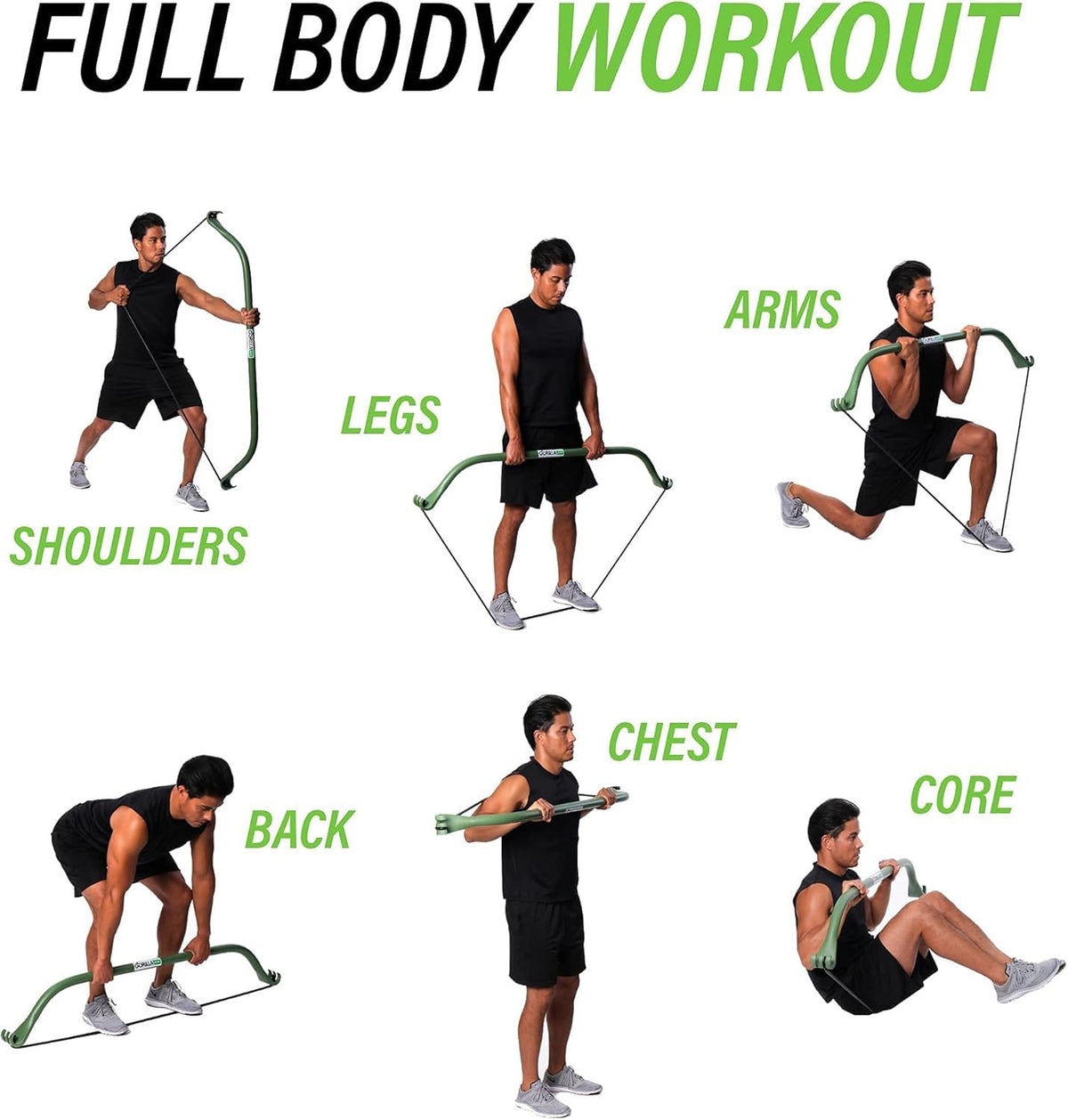 Gorilla Bow Lite All-in-One Home Gym System, Portable Resistance Band Bar for Strength Training, HIIT & Full Body Workou