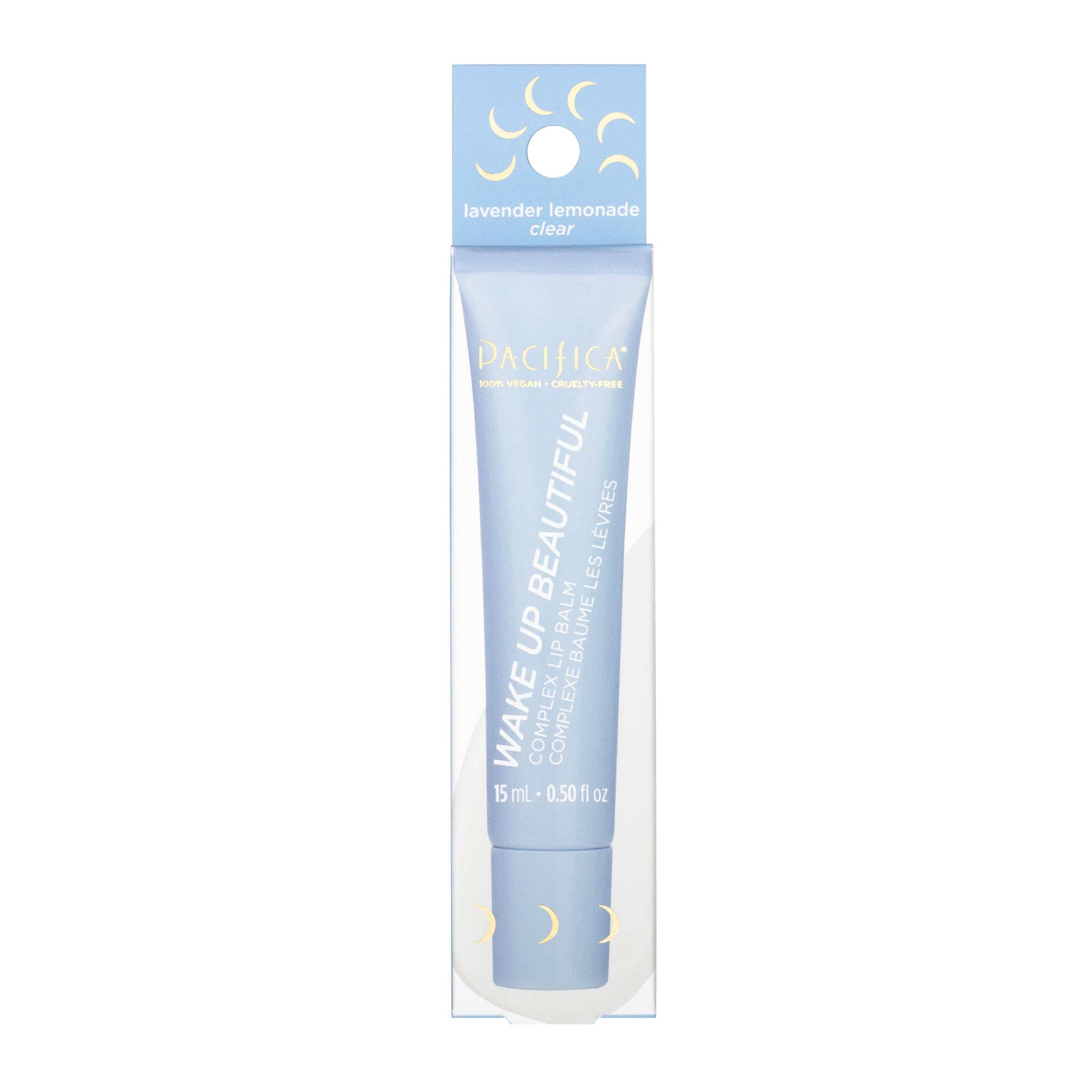 Pacifica Complex Lip Balm Trio featuring vegan hydrating lip balms in colorful tubes arranged in a display.