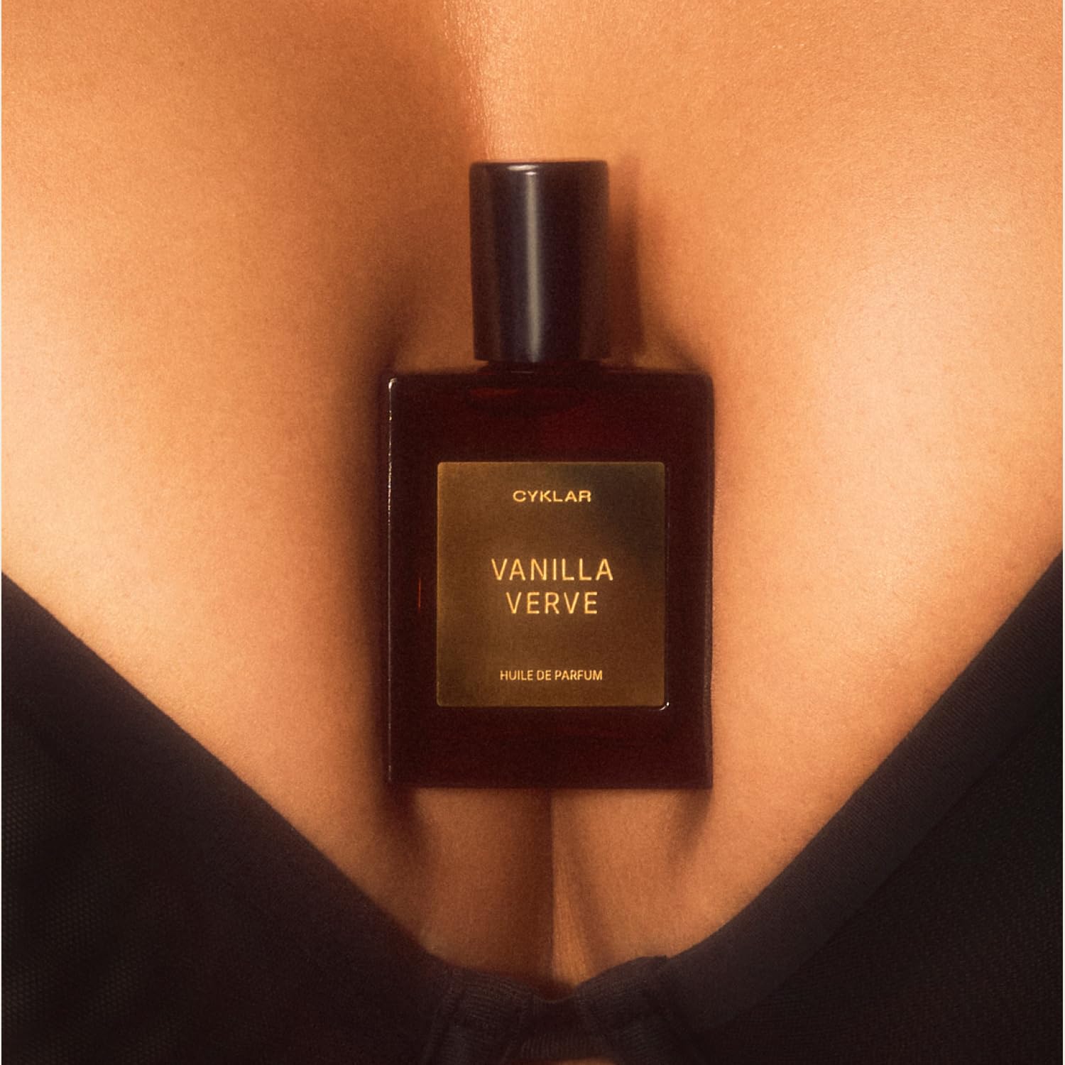 CYKLAR Vanilla Verve perfume oil roll-on bottle, 15ml, with a clear glass container and white rollerball applicator.