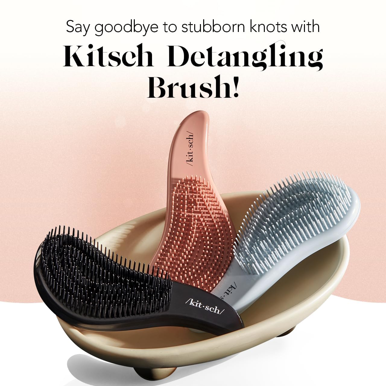 Kitsch Haze Blue detangle hair brush with gentle bristles, designed for smooth, tangle-free hair care.