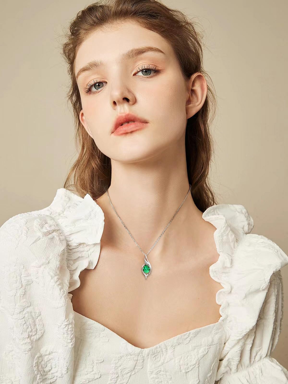 yoalincy Birthstone Necklaces for Women Infinity Pendant S925 Sterling Silver Teardrop Pendant Necklace Anniversary Birt
