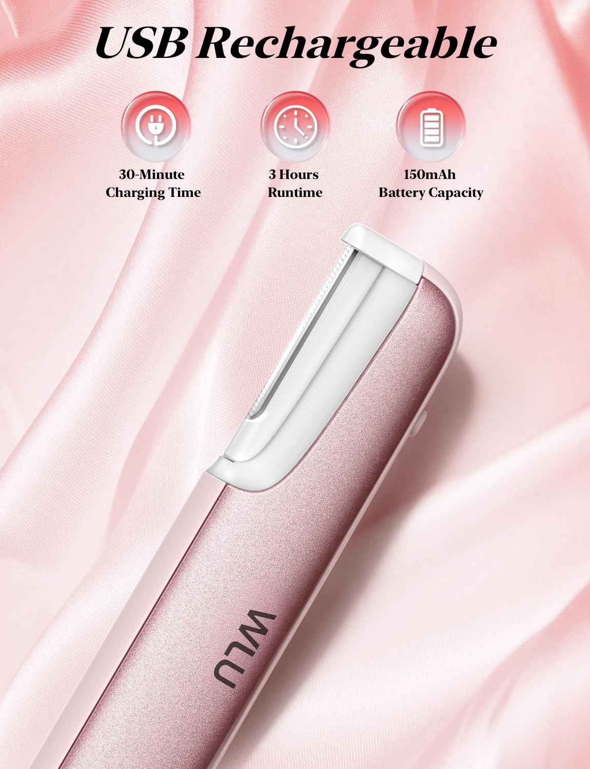 WLU Dermaplane Razor for Women Face, Dermaplaning Tool for Face Pure Pink – alternate angle