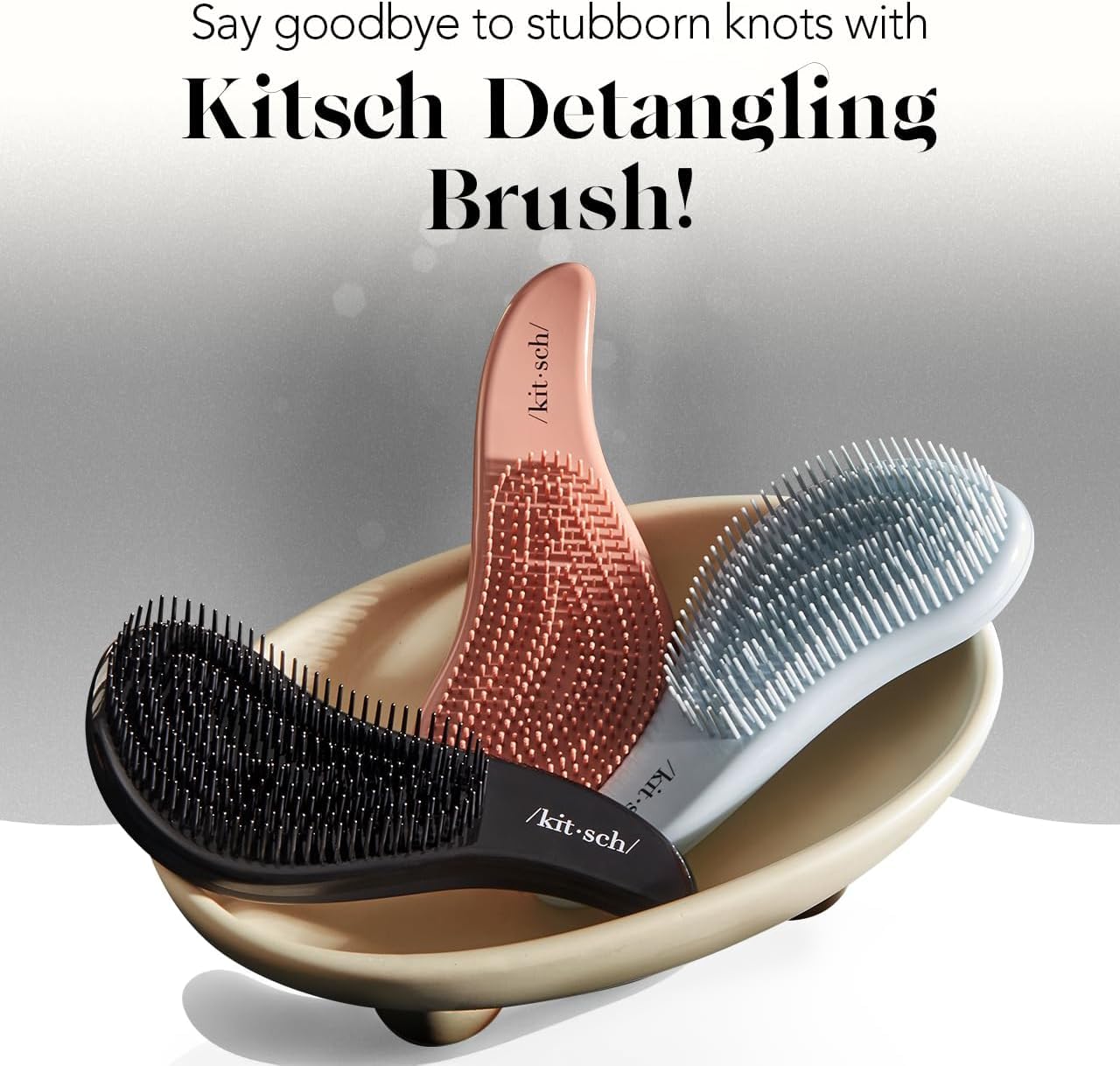 Kitsch black detangle hair brush for curly hair, gentle brush designed to smooth and detangle without damage.