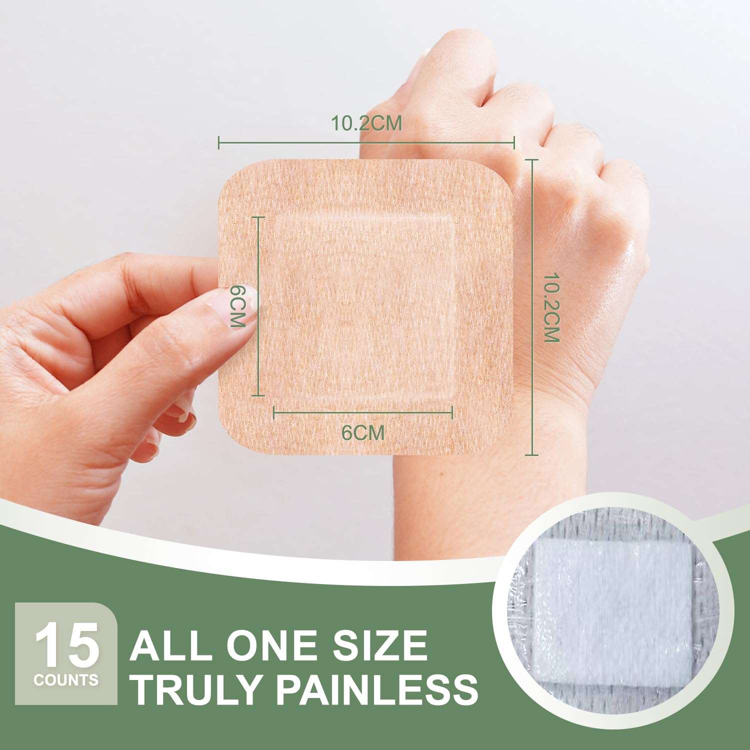 Hysimedy silicone bandages for sensitive skin, 4x4 inch wound dressings, 15 count, with transparent medical adhesive for gentle protection.