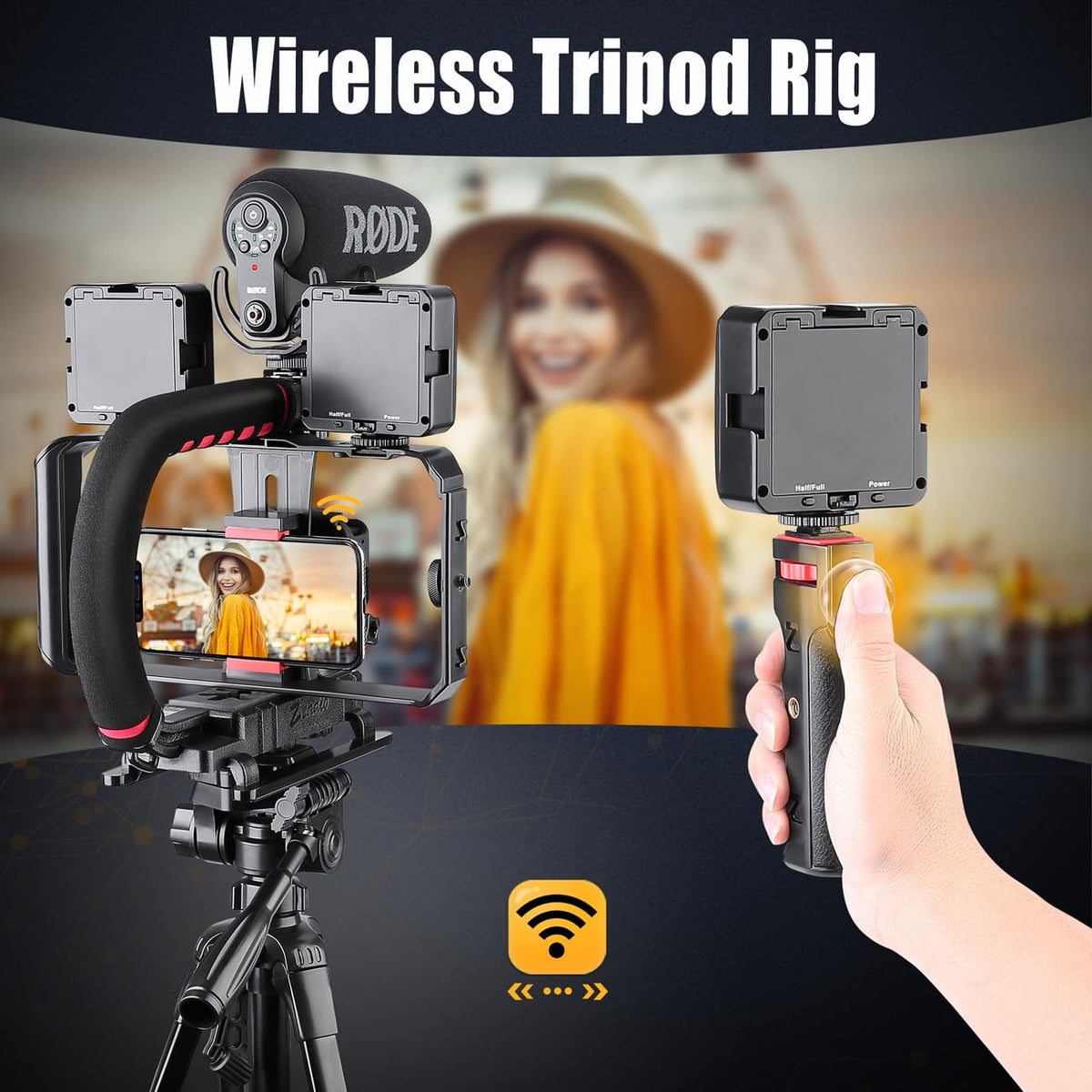 Zeadio Camera Smartphone Handheld Stabilizer, Triple Cold-Shoe Handle Grip Compatible with All Camera Action Camera DSLR