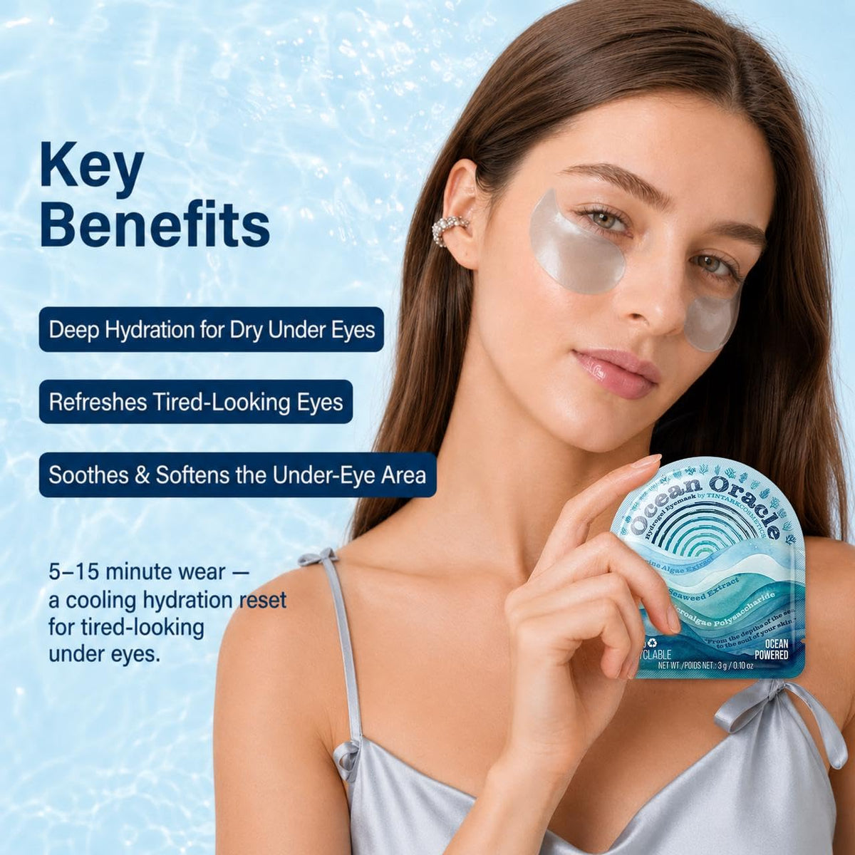TINTARK Ocean Oracle Hydrating Hydrogel Eye Patches, 28 Pairs – close-up detail