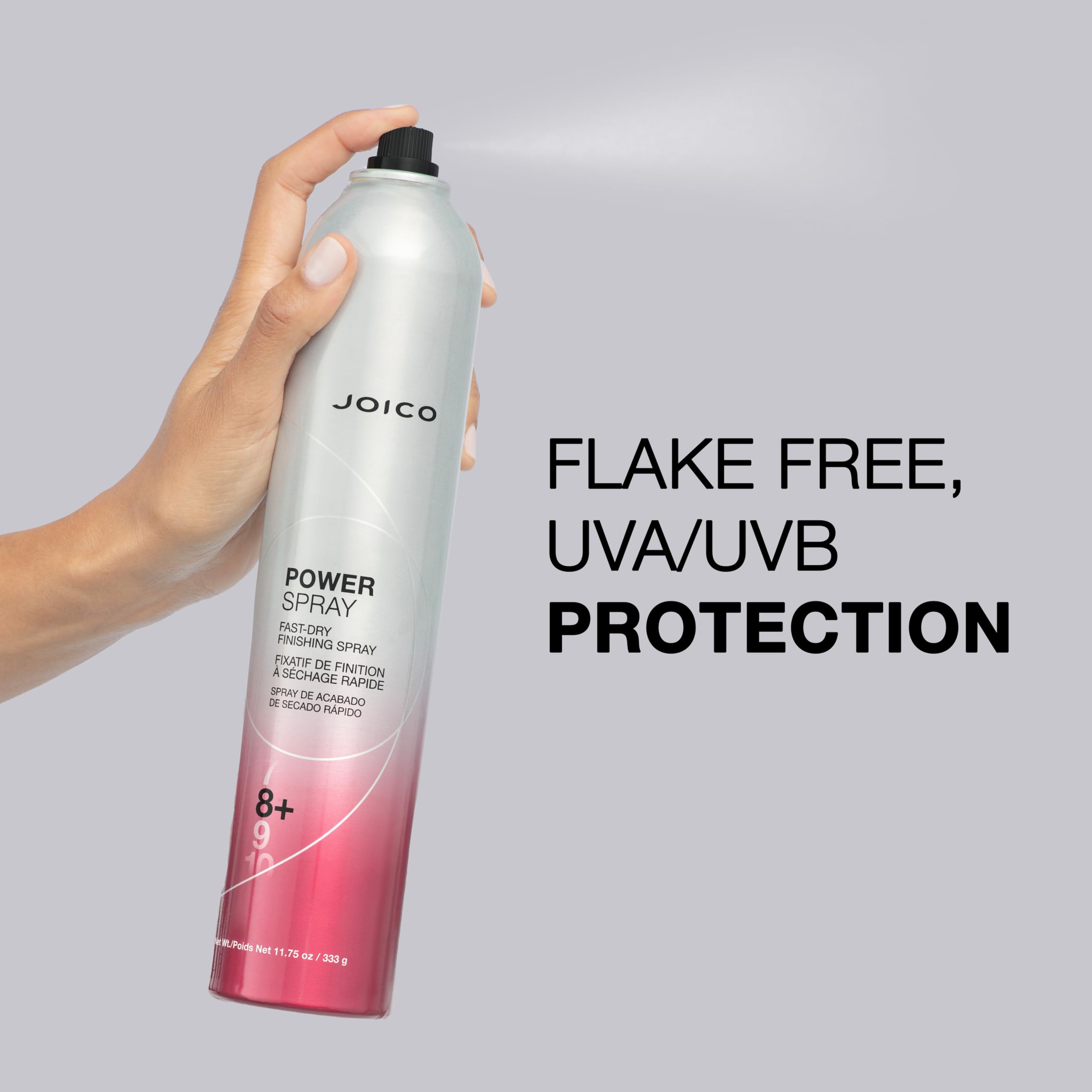 Joico Power Spray fast-dry finishing spray for hair in an 11.75 oz bottle, providing lightweight hold and quick drying.