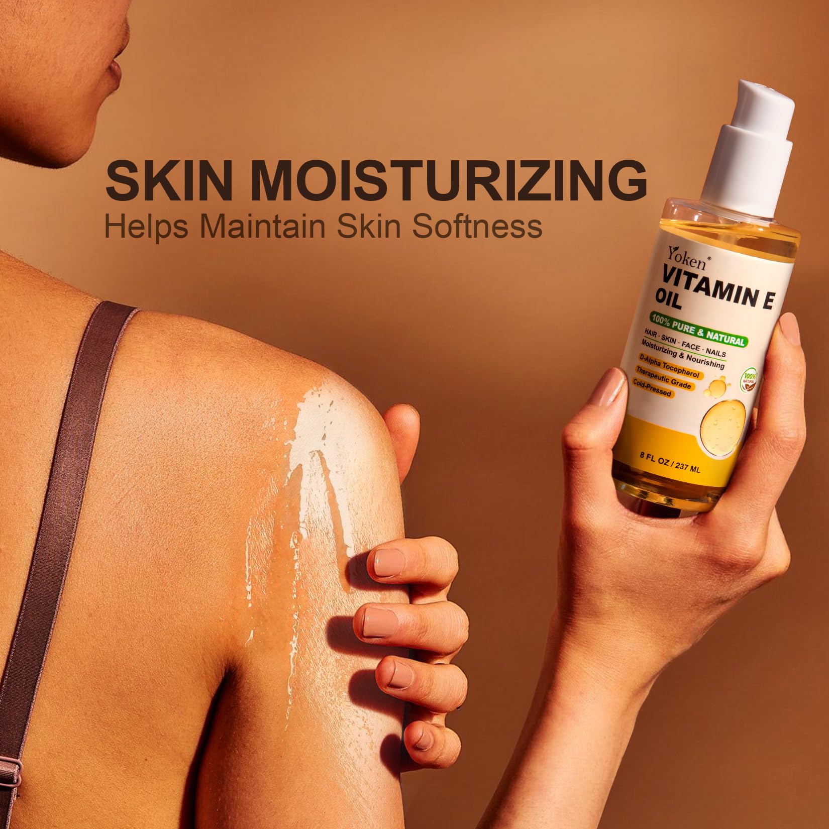 Yoken Vitamin E Oil Cold Pressed Face Body 8oz Pump