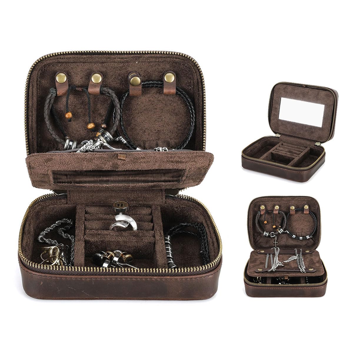 CONTACTS Full Grain Leather Jewelry Box for Men Travel Jewelry Organizer – Leather
