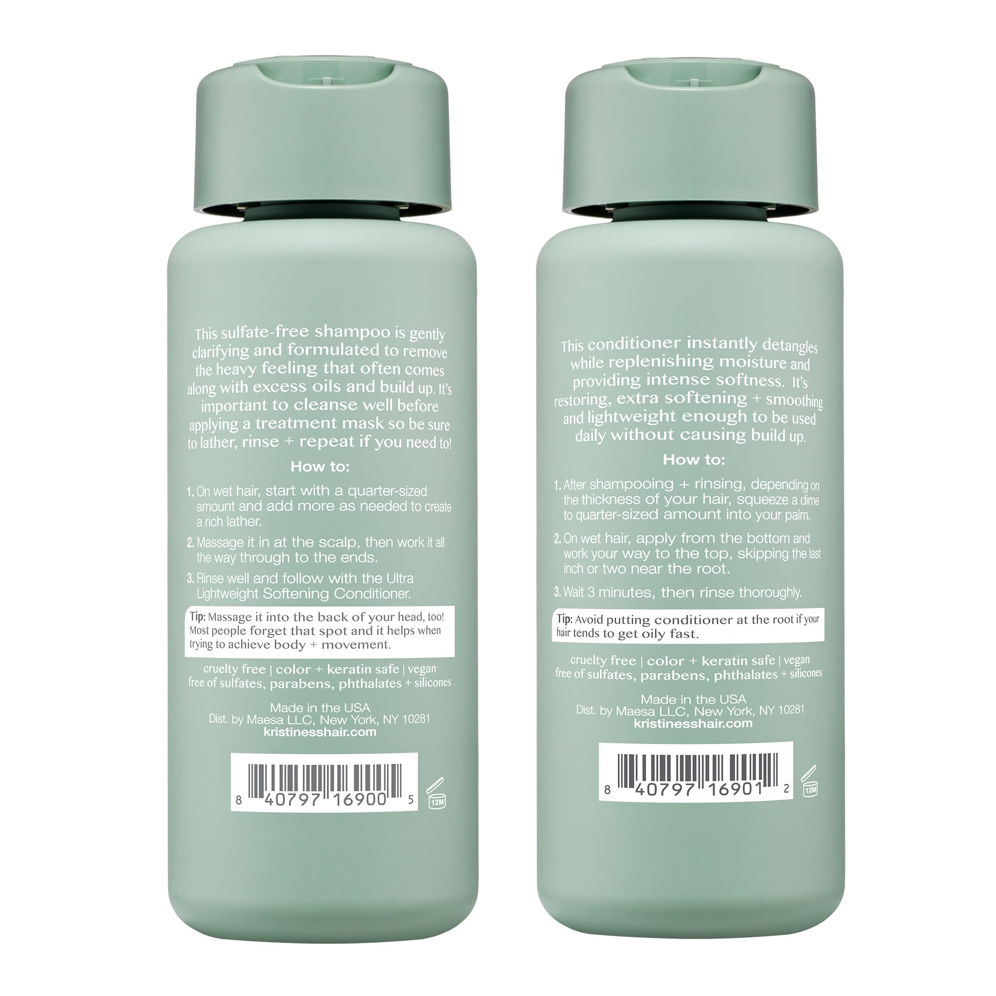 Kristin Ess Softening Moisture Repair shampoo and conditioner set for dry, damaged hair with anti-frizz, sulfate-free, color-safe formula