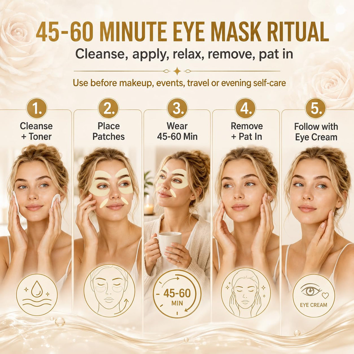 Besteye Retinol Under Eye Patches for Puffy Eyes & Dark Circles, Eye Mask – close-up detail