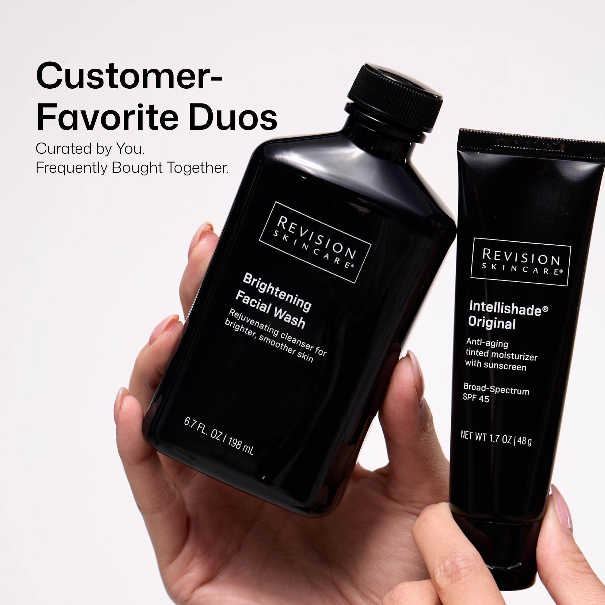 Revision Skincare Brightening Face Wash with AHA and BHA exfoliants, showing the cleanser and its packaging.