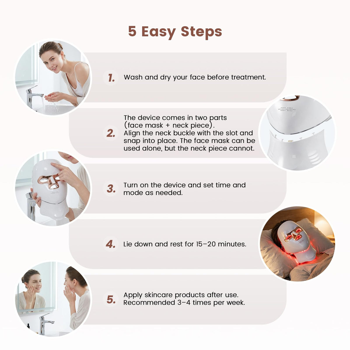 LED Light Therapy Mask for Face and Neck LED Face Mask Light - cibqun Official Imagery - 7