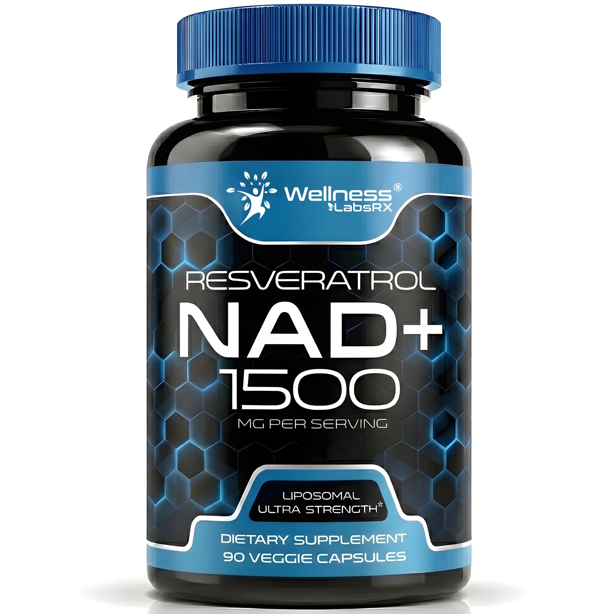 Wellness LABSRX Liposomal NAD Supplement, 1500mg - NAD Resveratrol Supplement for Women and Men, NAD+ Support Cellular Health, Energy & Anti Aging - 90 Count