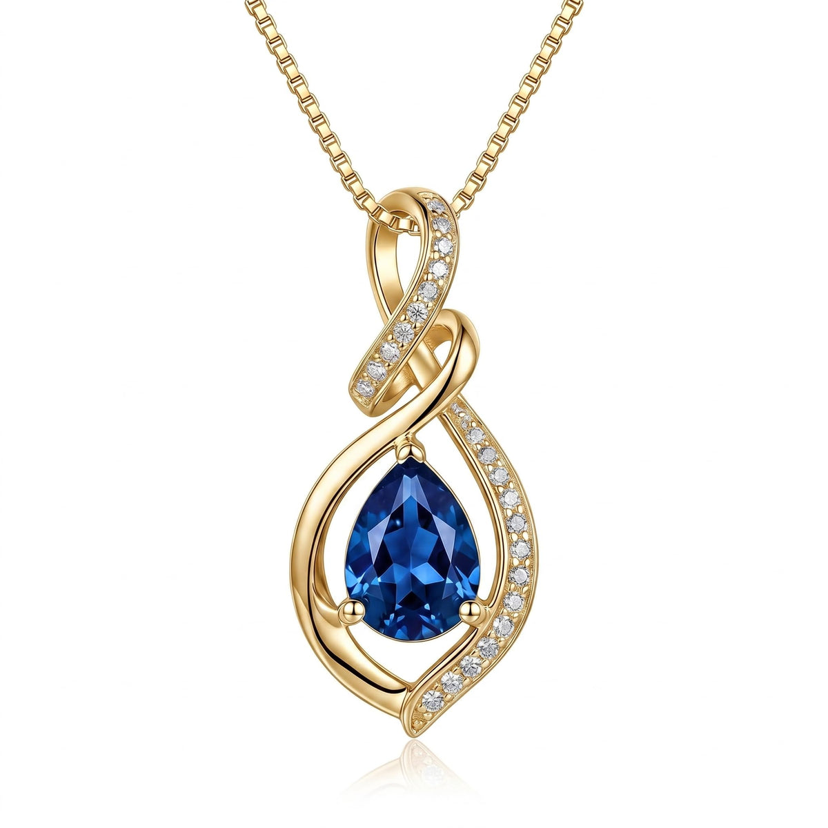 HVQP Infinity Birthstone Necklace for Women 12 Birthstones Jewelry Birthday Gift – 18K Gold-09-September-Sapphire
