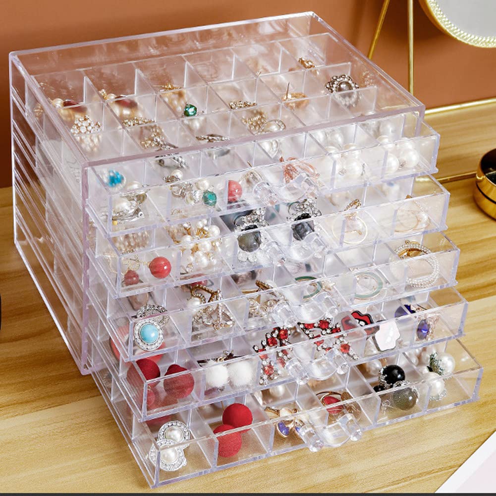 YUFONG Earring Storage Box Organizer 5 Drawers with 120 Small Compartments – close-up detail