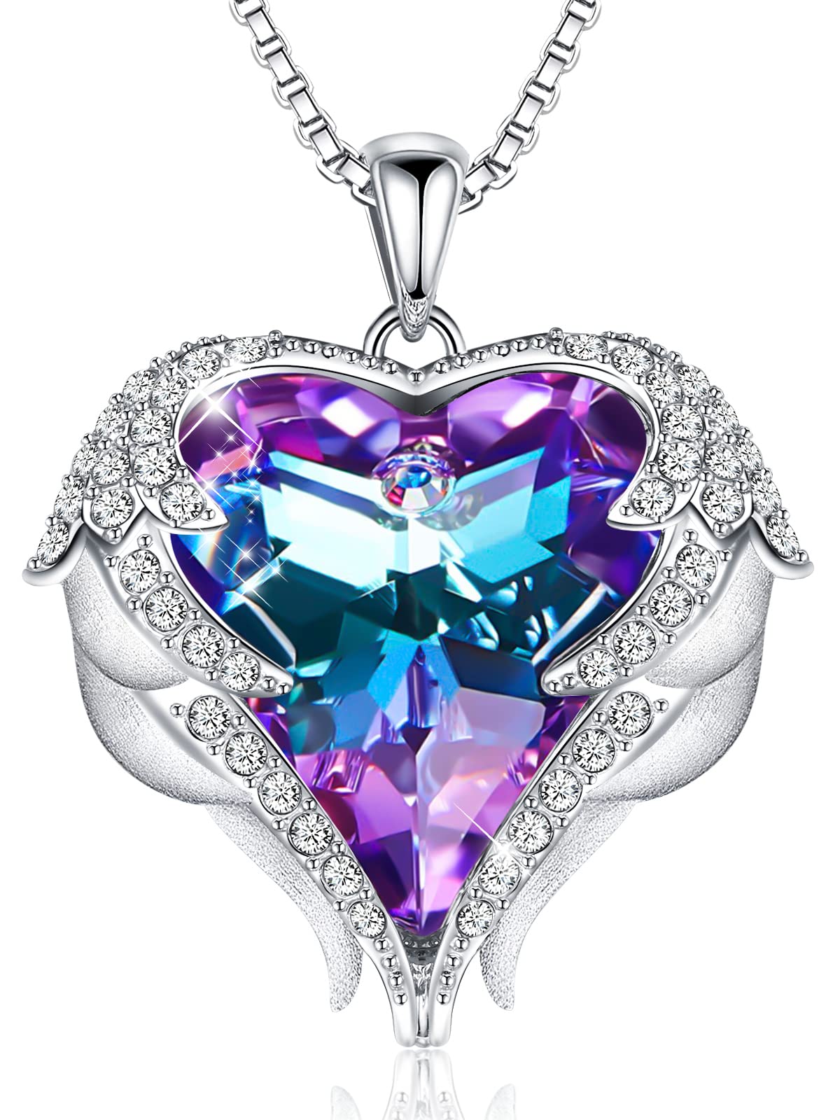 CDE Angel Wings Heart Birthstone Pendant Necklace Gift for Women – product photo (Pendant Necklaces)