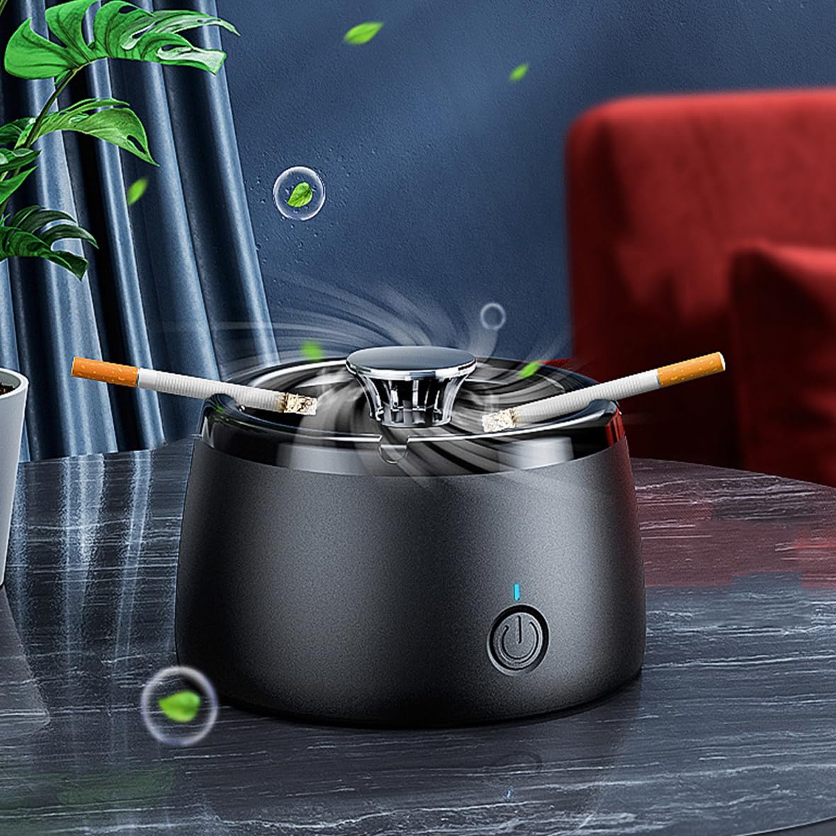 AJINIEHJ Smokeless Ashtray Smoke Removing Ash Tray Multifunctional 2 in 1 Smokeless Ashtrays Desktop USB Rechargeable Po