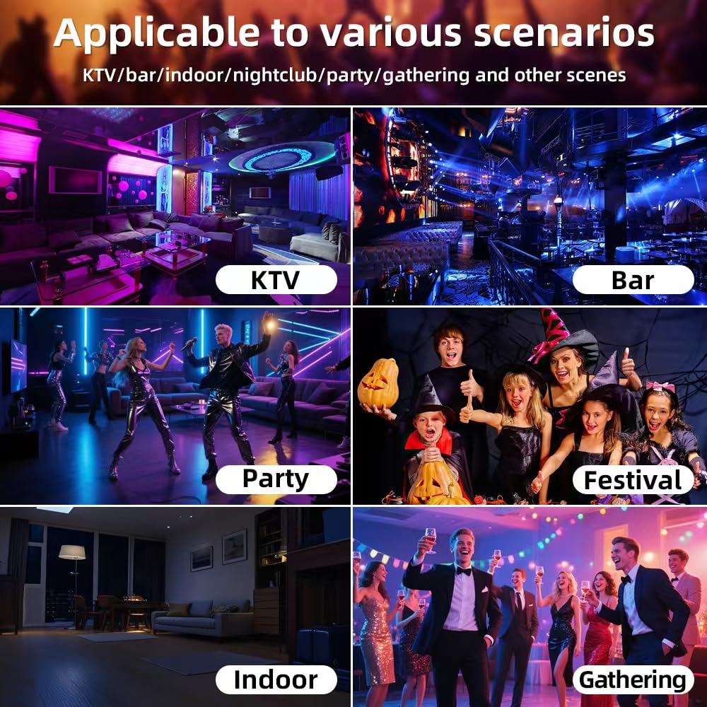 Mslitely Mini Disco Light Party Light Sound Activated dj Equipment 2 Pack – packaging and label
