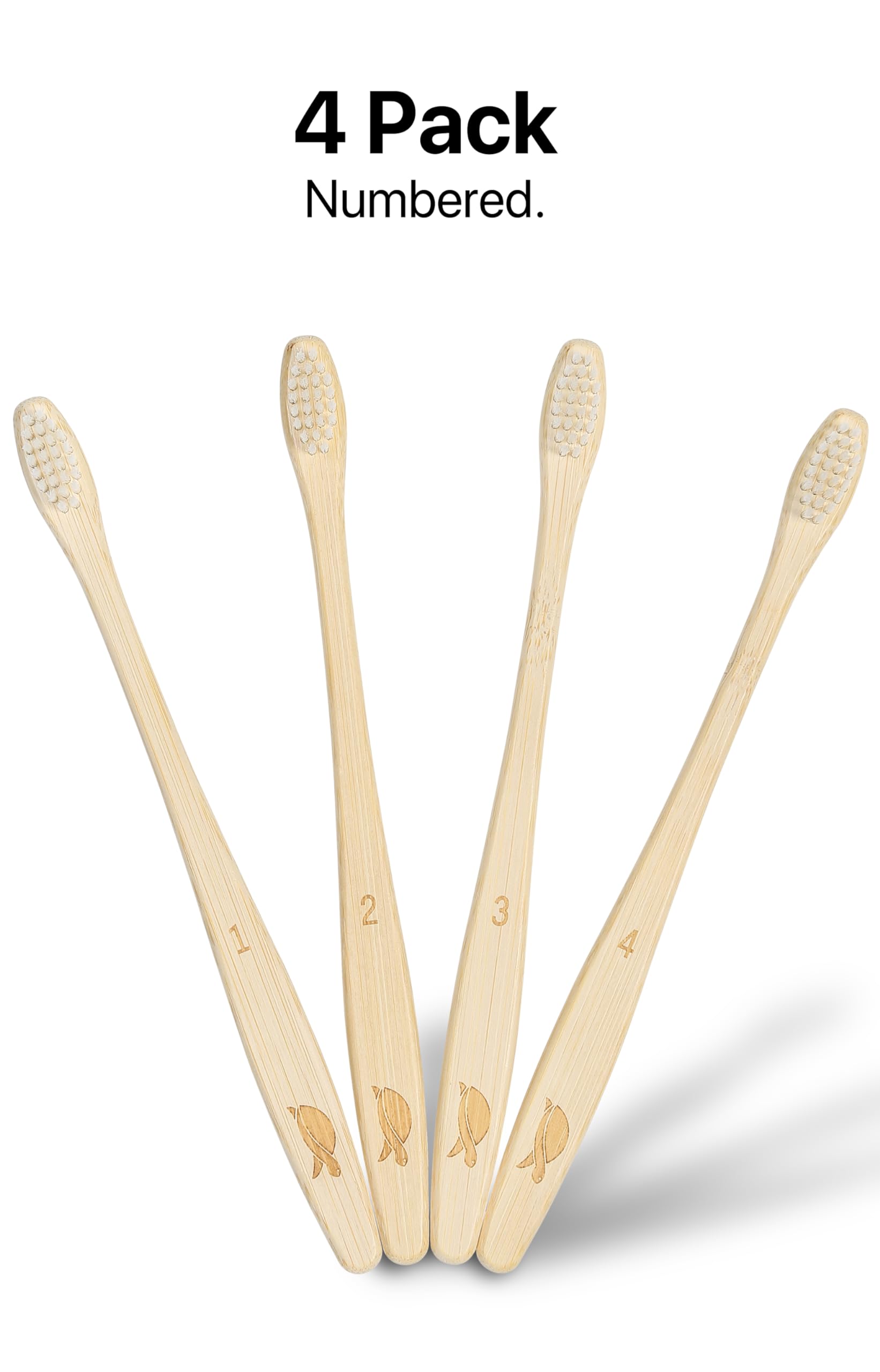 Sea Turtle Plant-Based Bristles, Compact Bamboo Toothbrushes, Soft Natural Toothbrush for Adults (4 Pack)
