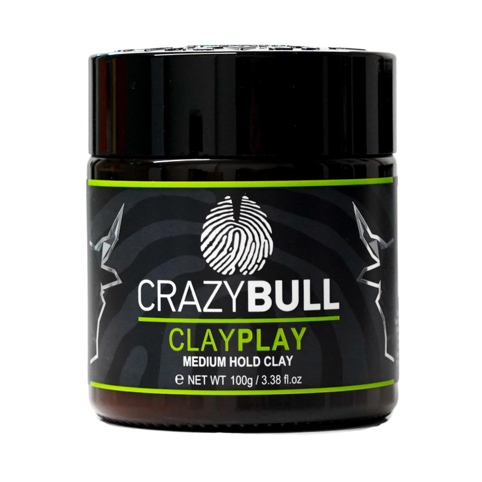 Crazy Bull Hair Play Medium Hold Clay with volcanic ash bentonite, long-lasting, vegan-friendly hair styling clay for men.