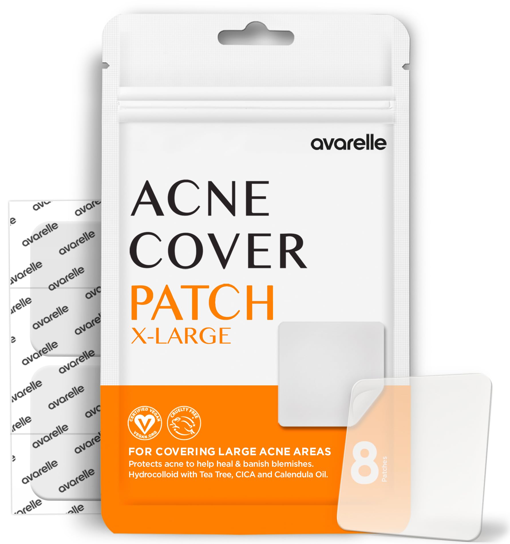 AVARELLE XL Large Hydrocolloid Acne Cover Patches for Face & - Product Imagery