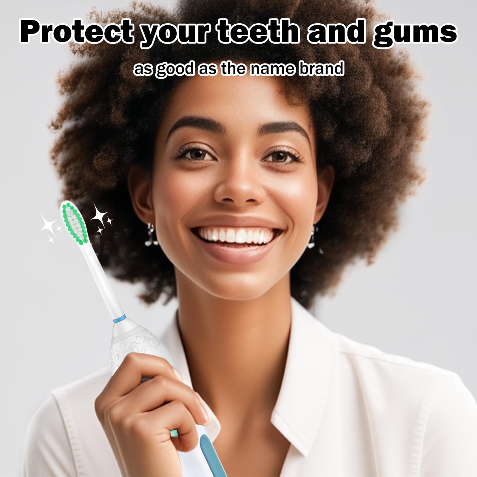 Six HAPPYMOMO Philips Sonicare toothbrush replacement heads for E-Series, Essence, Xtreme, Elite, Advance, and CleanCare models.