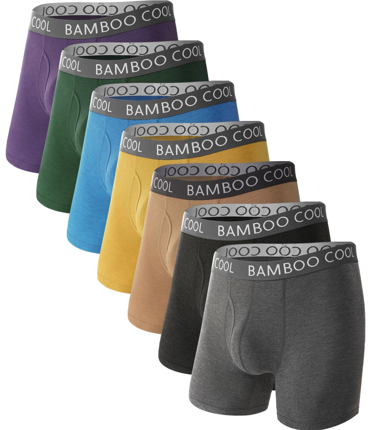 BAMBOO COOL Men's Cooling Underwear Ultra Soft Breathable Boxer Briefs Pack – 01-assorted (7 Pack), Waist (in)
