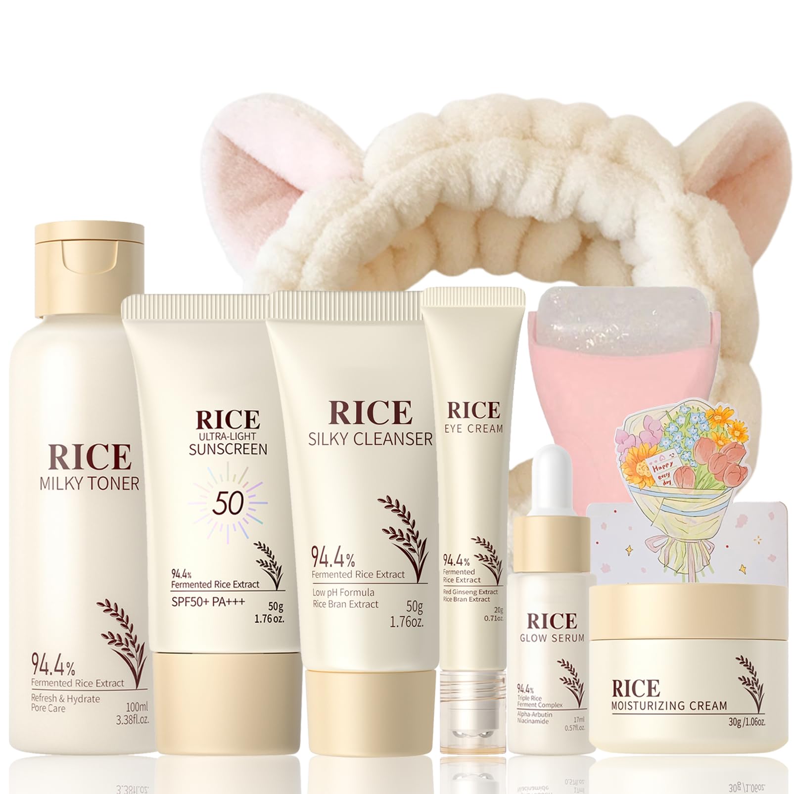 9PCS Rice Skincare Set for Women & Girls – Korean Skin Care Set - Product Imagery