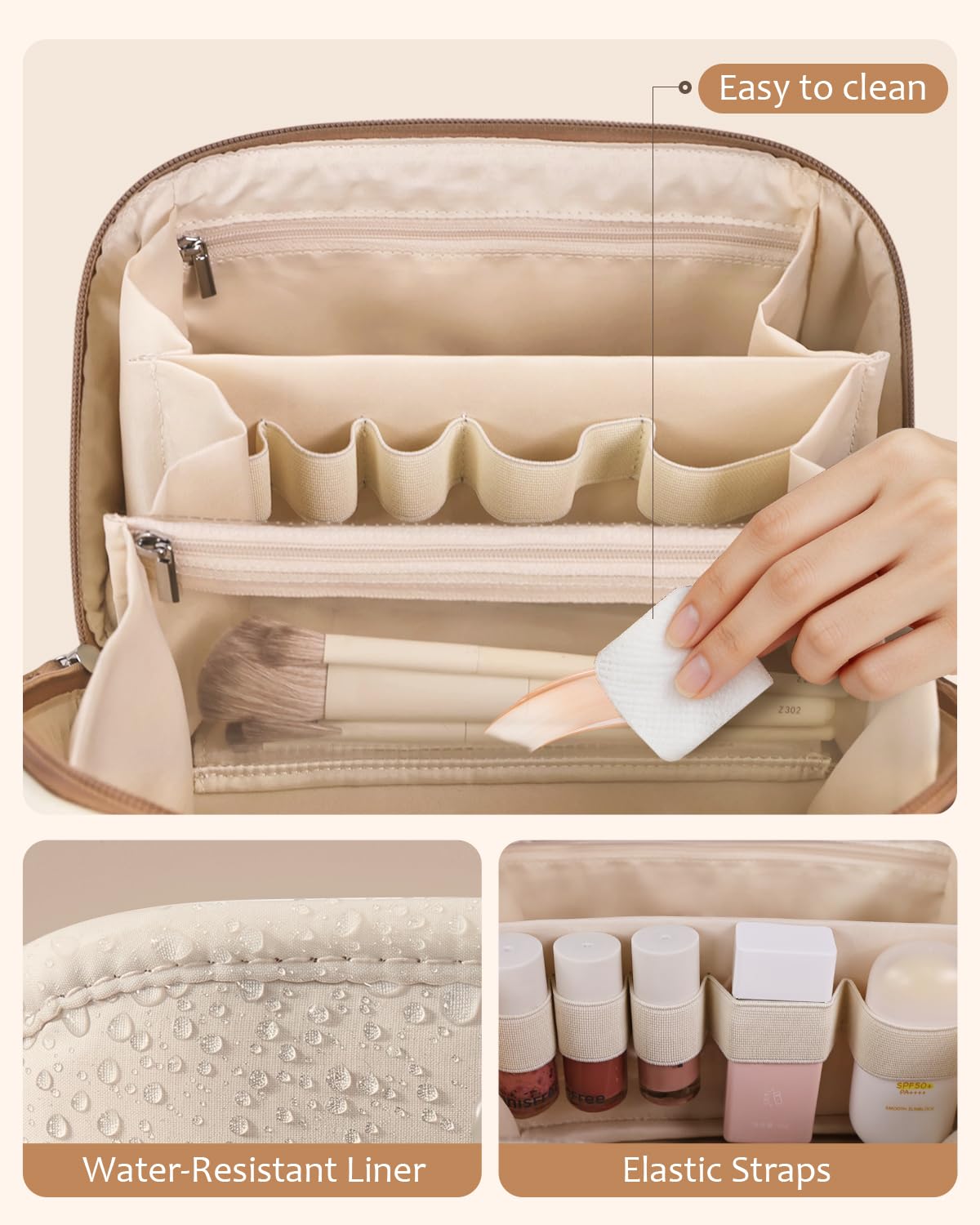 Prite 3 Pcs Makeup Bag Set Travel Toiletry Bag Cosmetic Organizer for Women – full view