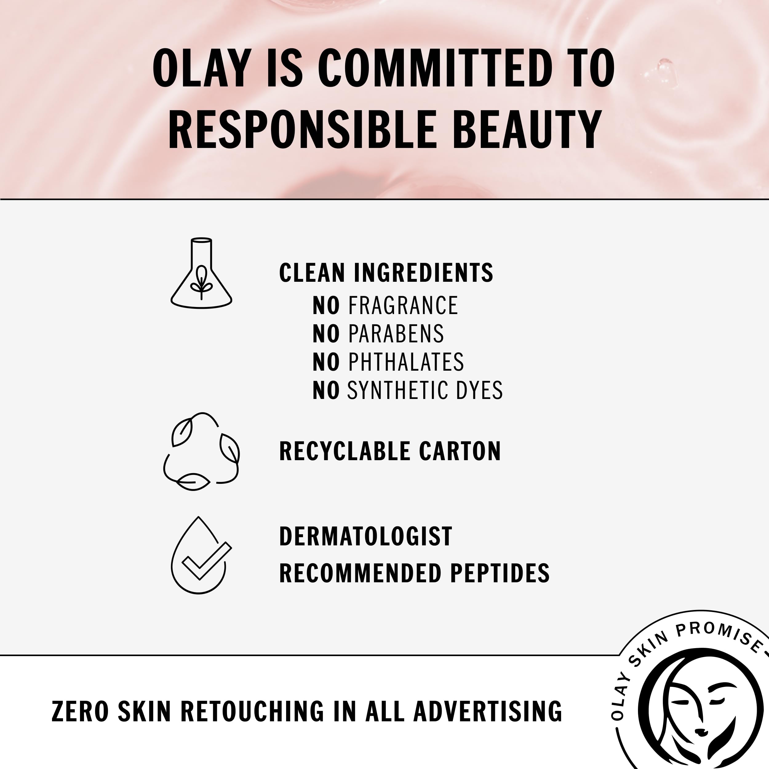 Olay Niacinamide MAX Skin Serum with peptides for women, 1.3oz, fragrance-free, anti-aging, smooth skin, no parabens or synthetic dyes