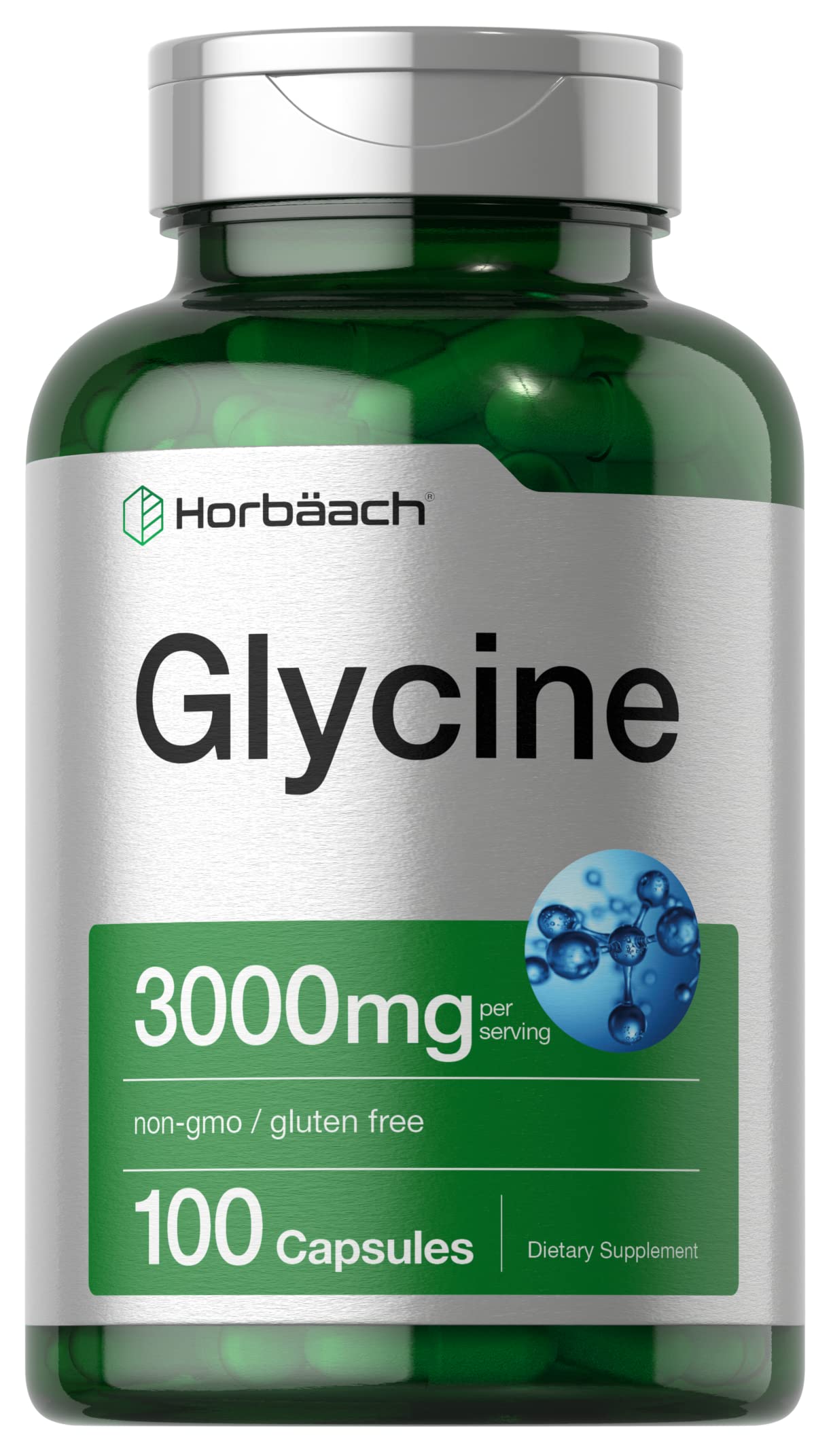 Horbäach Glycine 3000mg Supplement | 100 Powder Capsules - Product Imagery