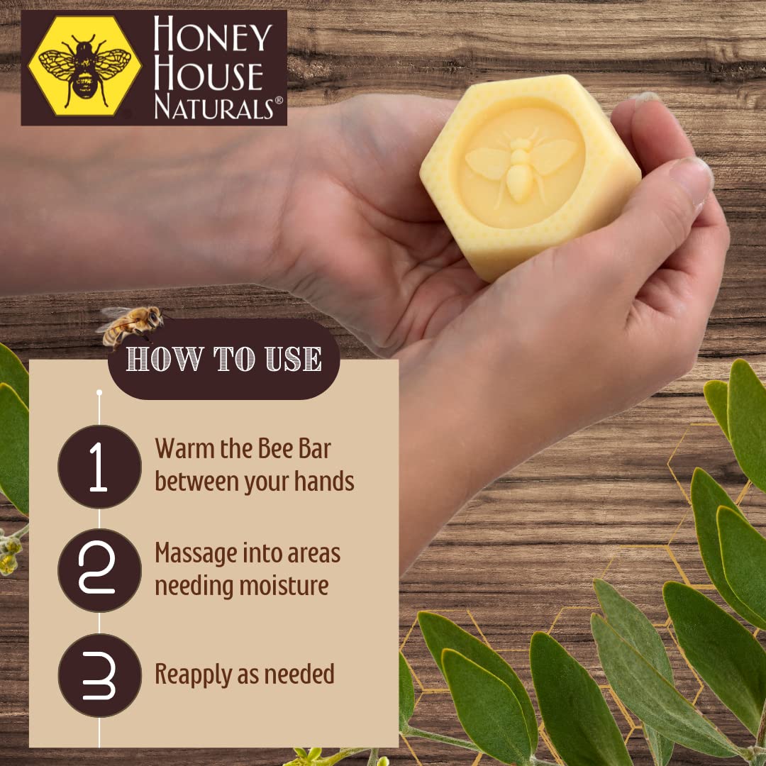 Honey House Naturals Bee Bar Duo - Vanilla - Small .6 Ounce and Large 2 Ounce - All Natural Ultra Moisturizing Lotion Ba