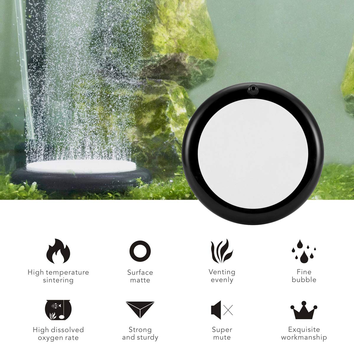 hygger Aquarium Air Stone, Bubble Stone Fish Tank Oxygen Ultra Silent Deep Dissolving Oxygen Diffuser Kit for Aquarium F