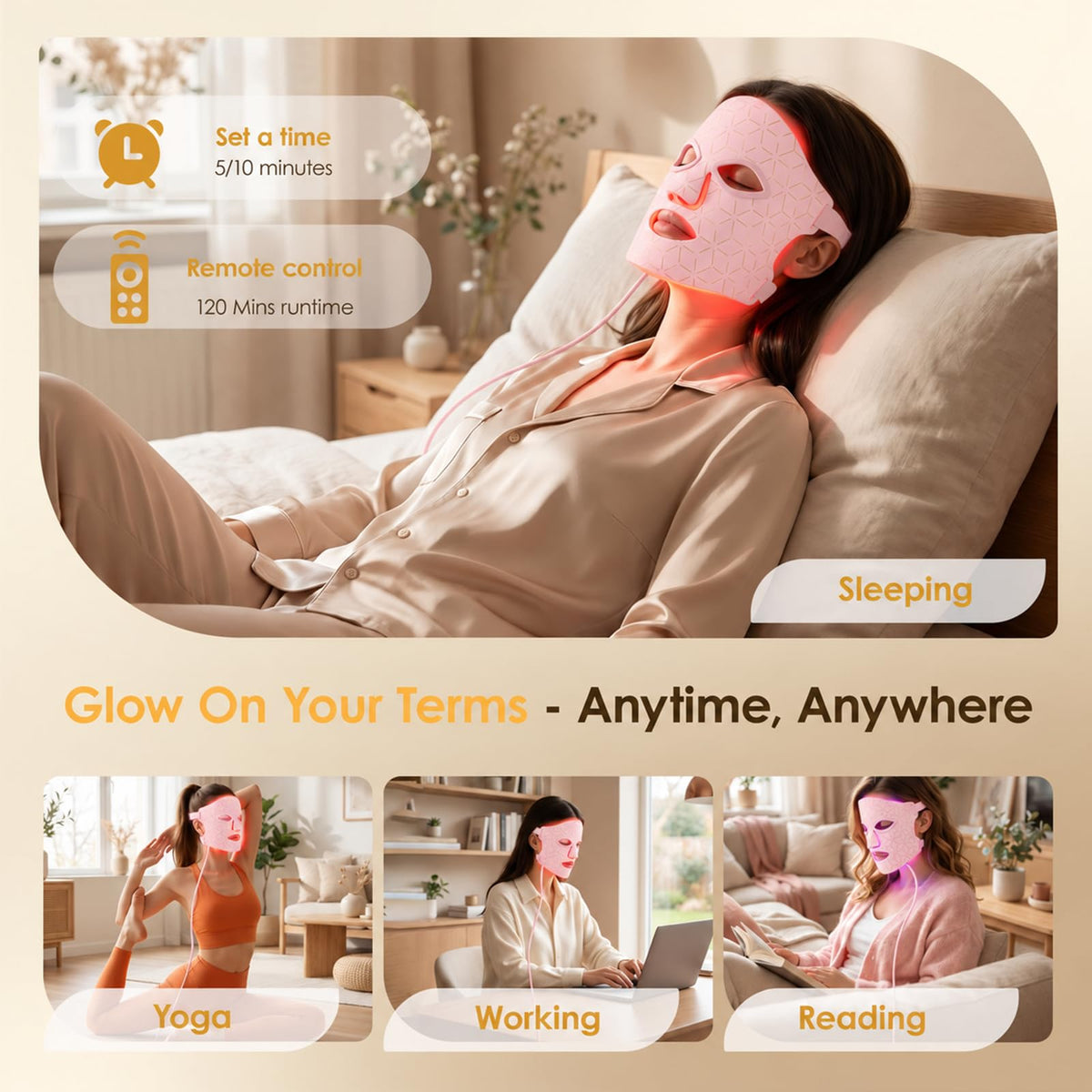 Red Light Therapy Mask for Face 940nm 850nm NIR LED Blue Red - PRAVOLE Official Imagery - 8