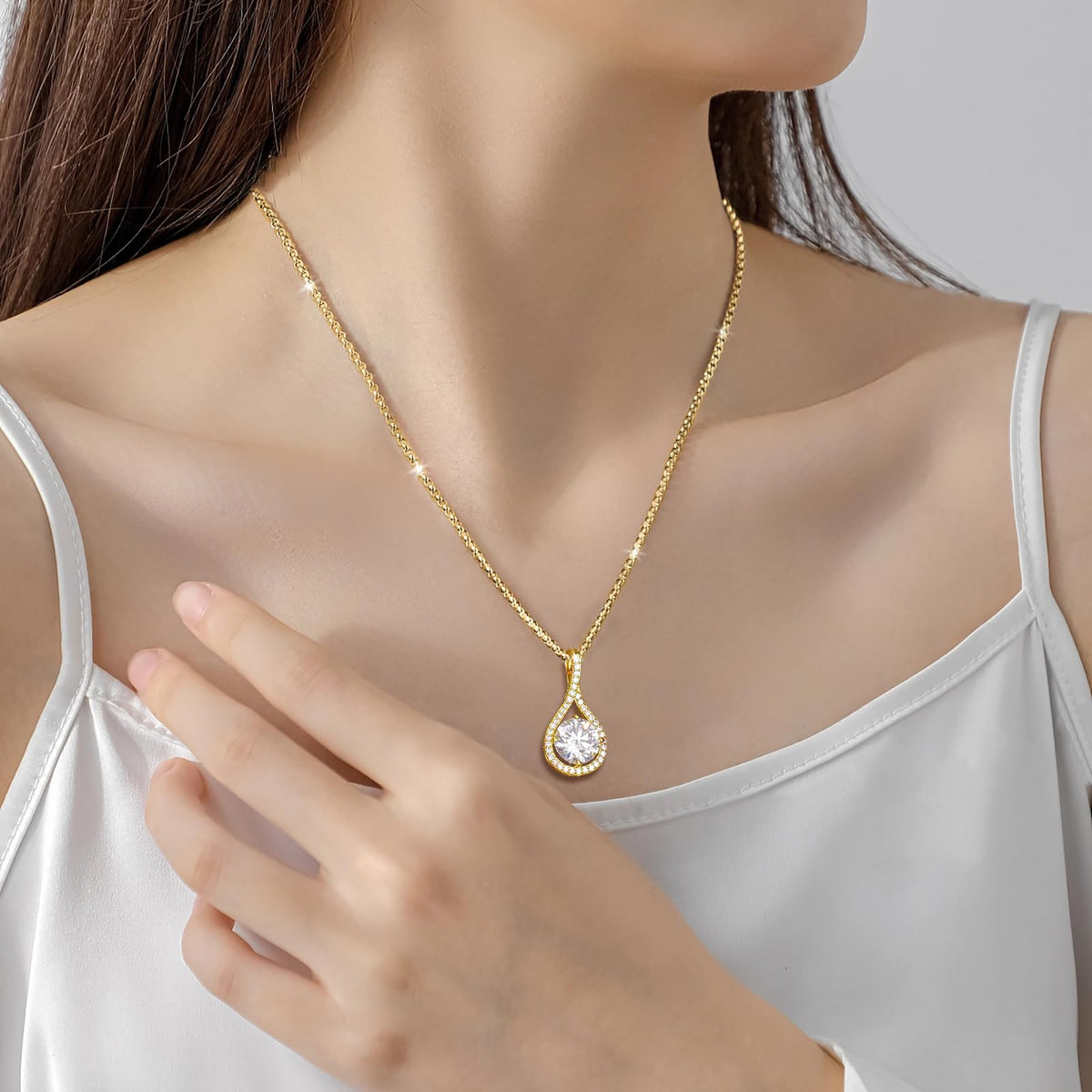 E-EMERMAKING Moissanite Necklace Gift for Women, 925 Sterling Silver 18K White/Yellow Gold Vermeil 0.5-6.0CT Moissanite 