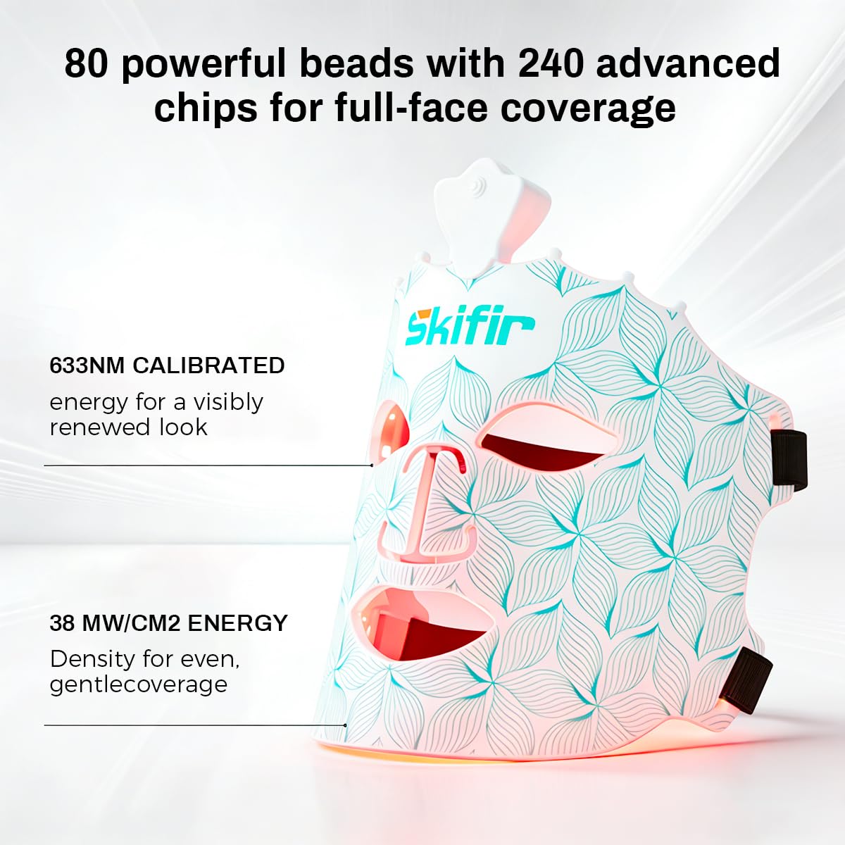 skifir Wireless Photoelectric Beauty Red Light Mask Sustainable, Rechargeable and Ergonomic Design for Home & Travel – p