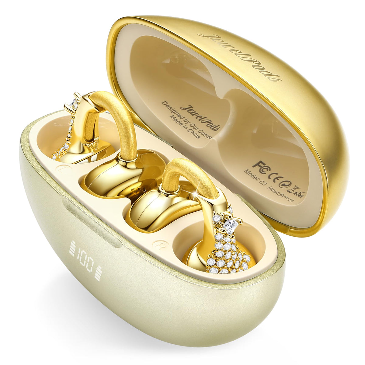FUNNYEAH JewelPods-C3 Wireless Earbuds (Gold) – product photo (Headphones &amp; Earbuds)