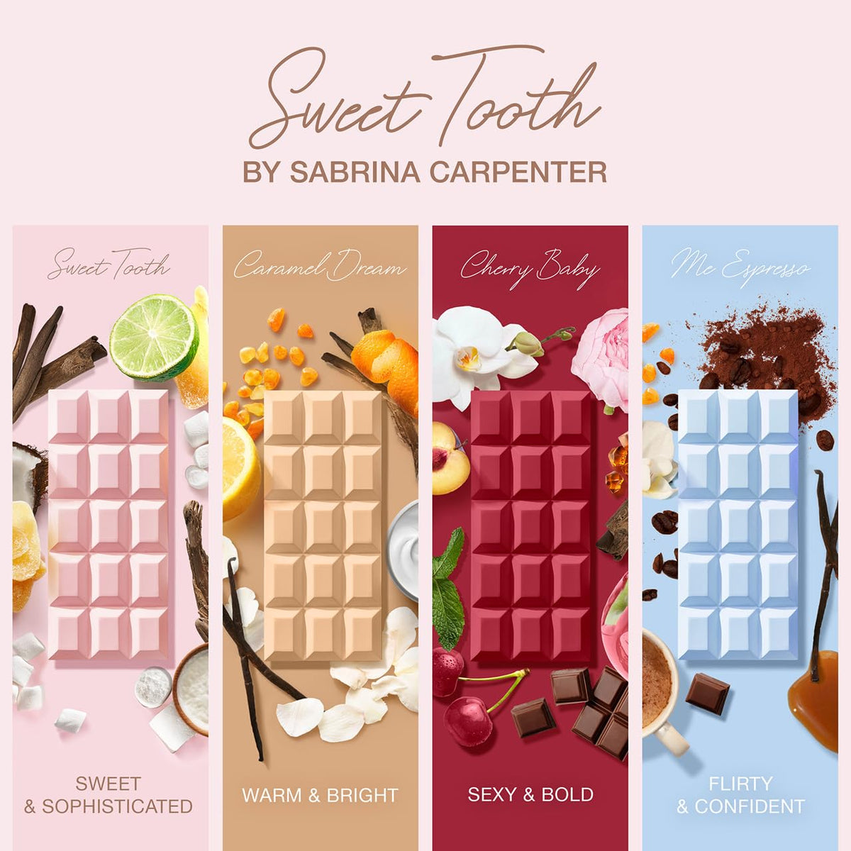 SCENT BEAUTY Sabrina Carpenter Eau de Parfum & Body Spray Bundle - Sweet Tooth - 1 fl oz & 8 fl oz – back view and speci