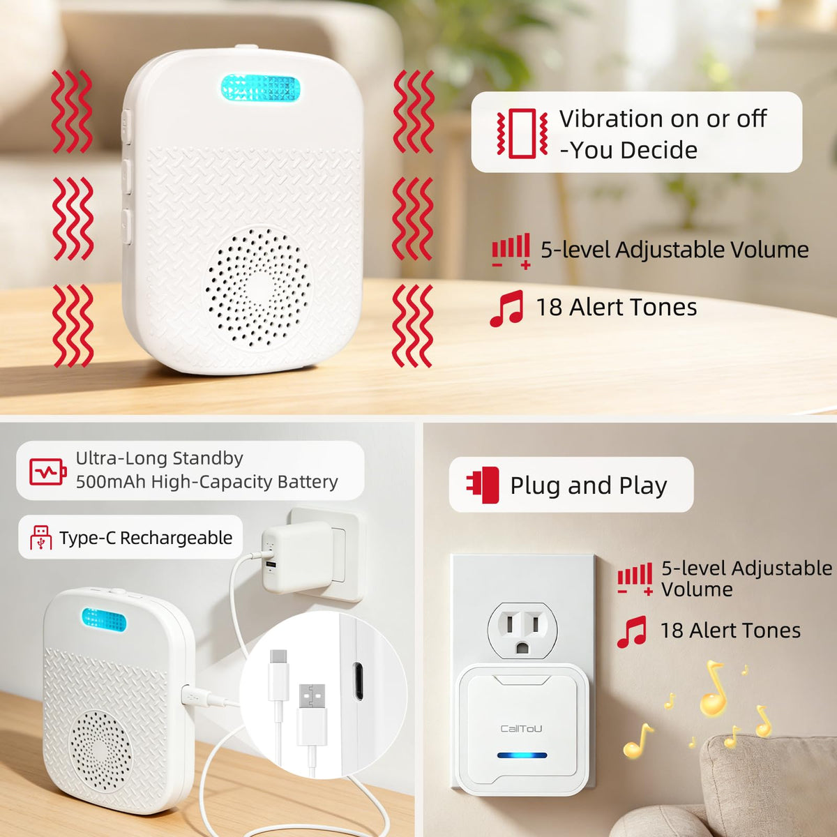 CallToU Caregiver Pager with 2 Wireless Call Button for - CallToU Official Imagery - 4