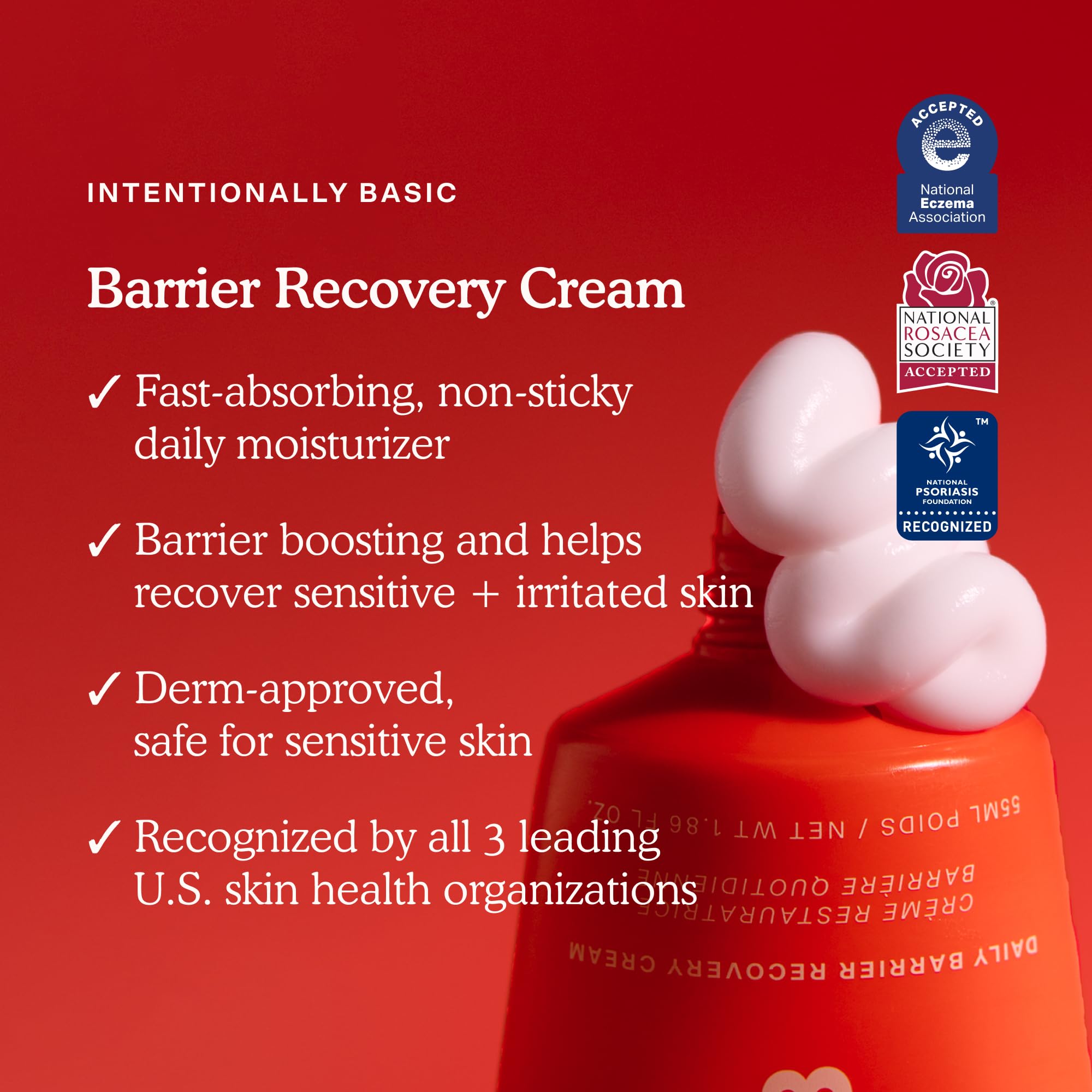 Tower 28 SOS Recovery Hydrating Face Cream in 1.86 oz jar, designed for sensitive skin, showing the moisturizer container.