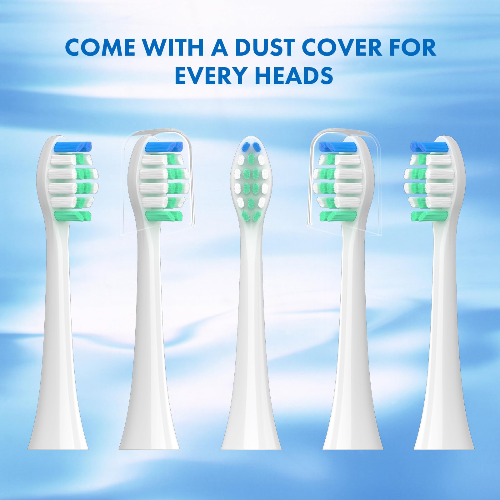 Topkitfice Sonicare replacement toothbrush heads, soft snap-on brushes, 10-pack, compatible with Sonicare electric toothbrushes.