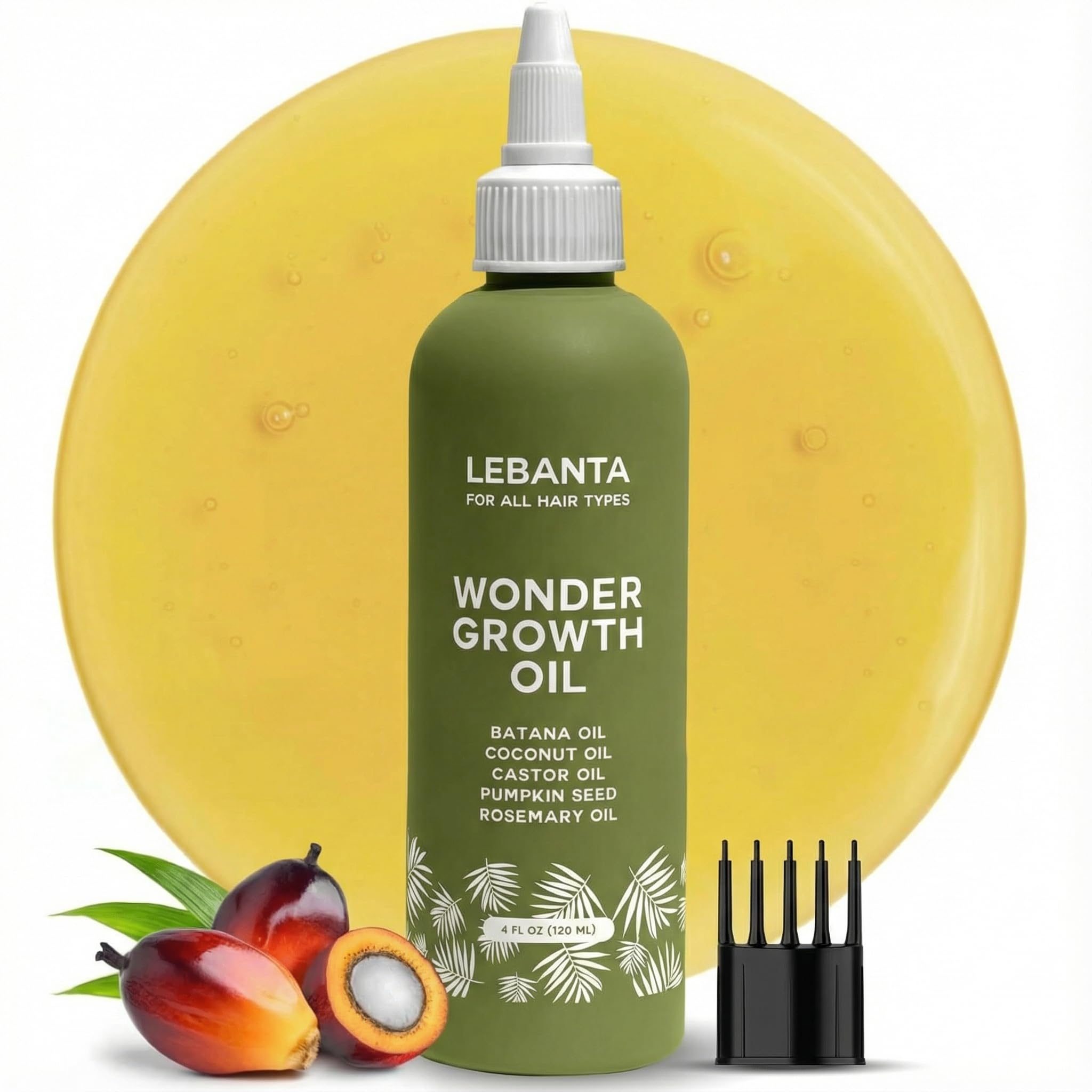 Lebanta Batana Oil For Hair - 100% Pure, Raw & Natural Blend With Organic Castor, Pumpkin Seed, Coconut and Rosemary Oil - Thicker, Stronger Looking Hair For Men & Women Scalp - 4 FL OZ