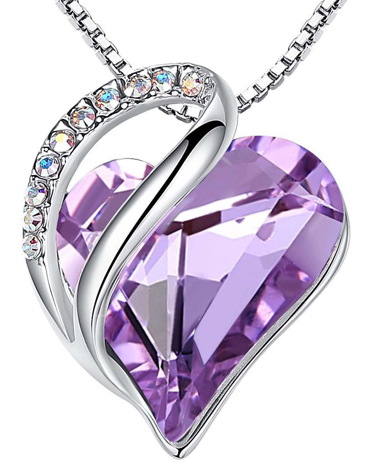 Leafael Gift Necklaces for Women, Infinity Love Birthstone Heart Crystal Pendant, Birthday Anniversary Jewelry for Wife,