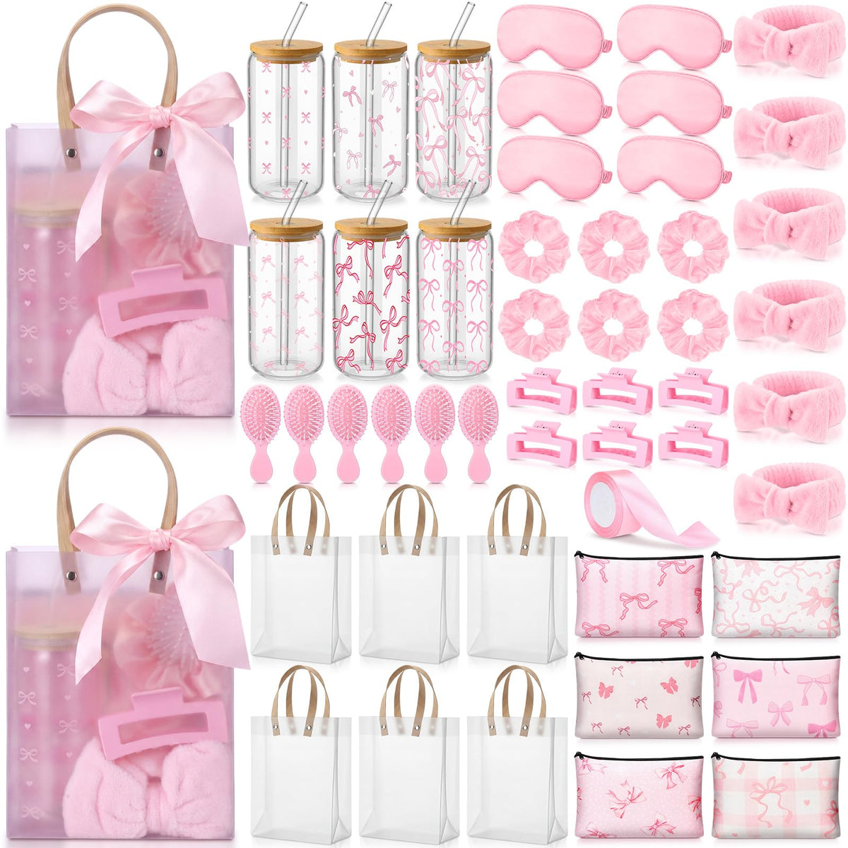 6 Sets Pink Bow Gifts for Women Glass Cups Accessories - Mifoci Official Imagery - 2