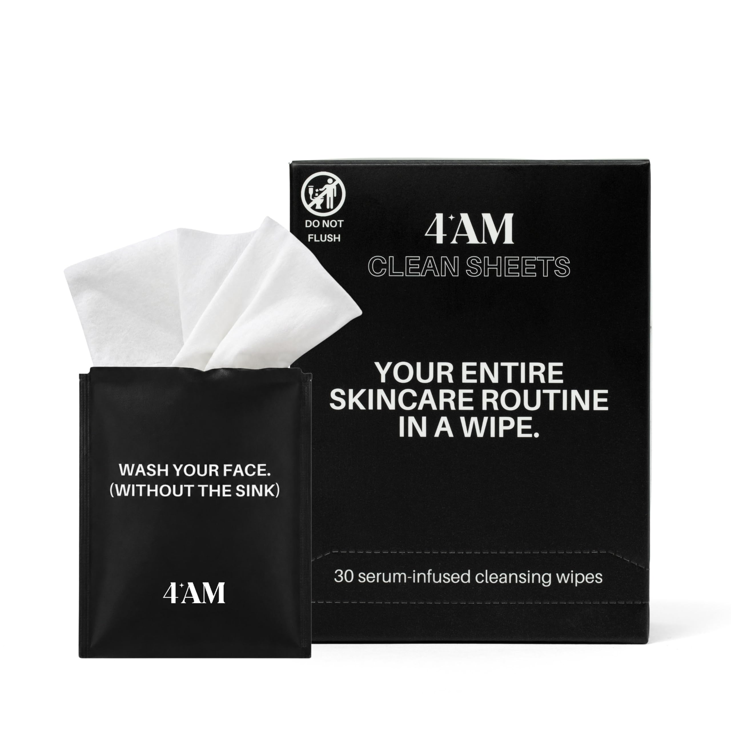 4AM Clean Sheets Hydrating Micellar Skincare Wipes for Face, No - Product Imagery